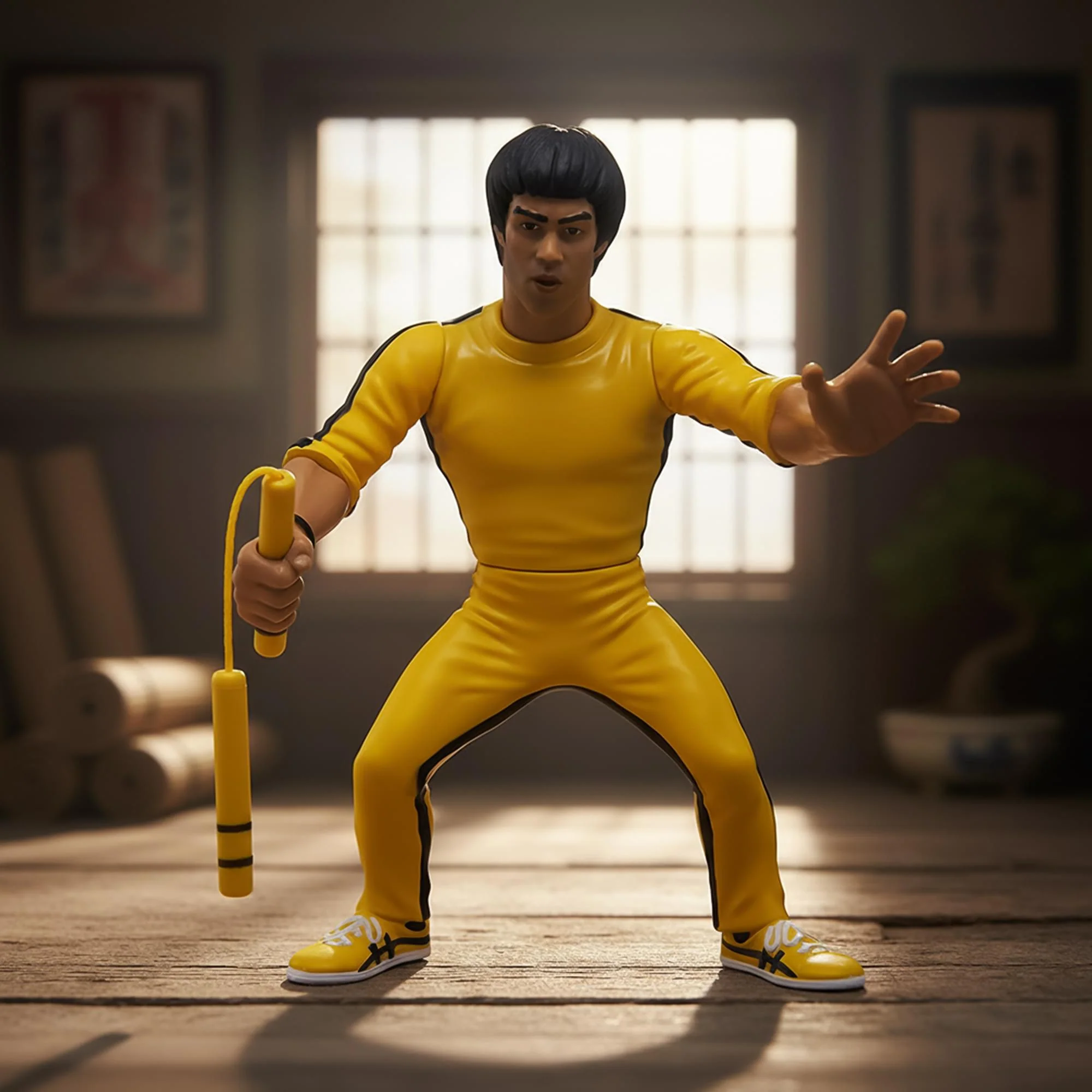 Bruce Lee Heels and Faces Retro Action Figure | Yellow Tracksuit - Image 5