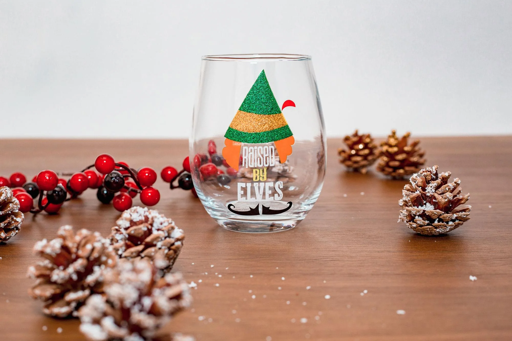 Buddy the Elf "Raised By Elves" Stemless Glitter Glass | Holds 20 Ounces - Image 6