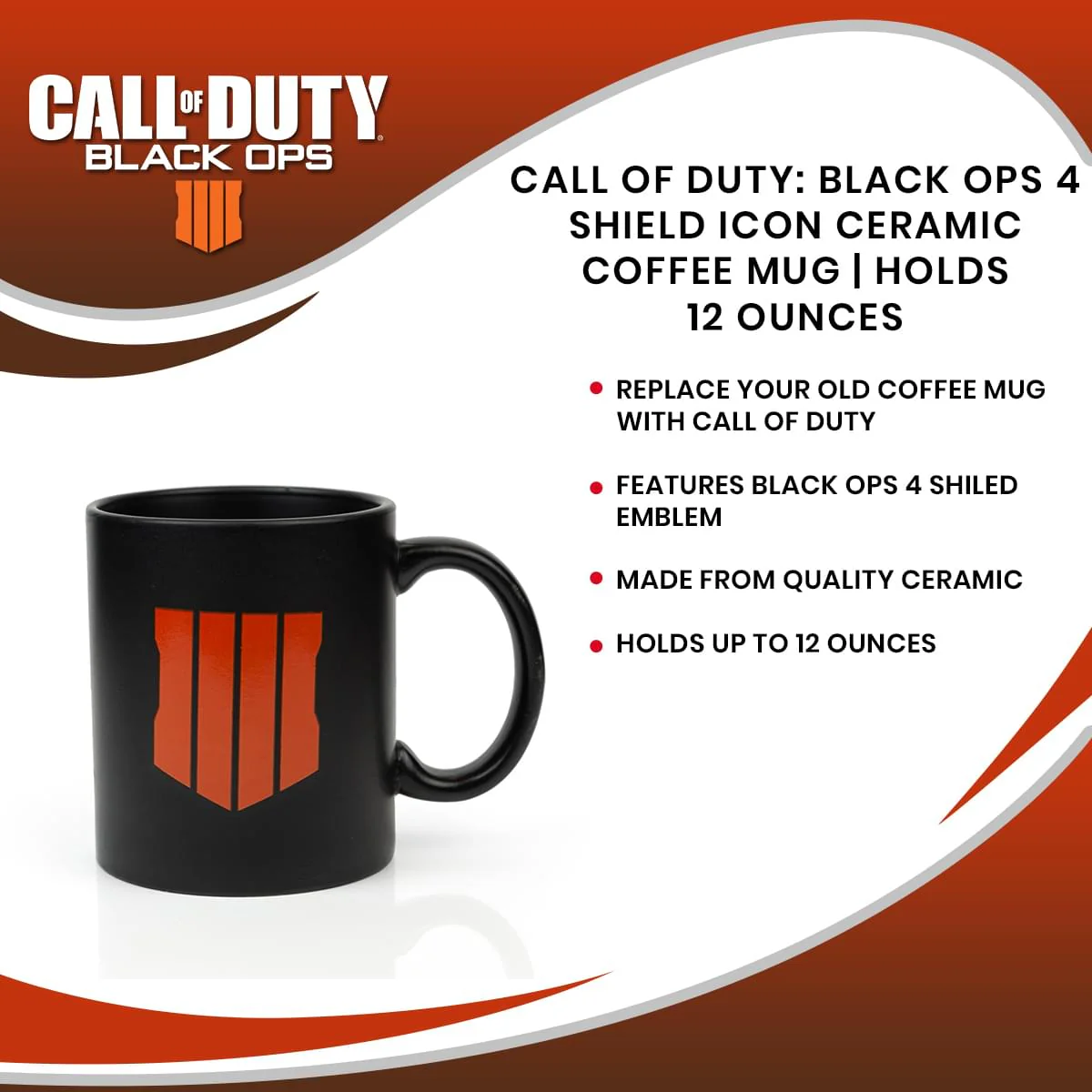 Call of Duty: Black Ops 4 Shield Icon Ceramic Coffee Mug | Holds 12 Ounces - Image 7