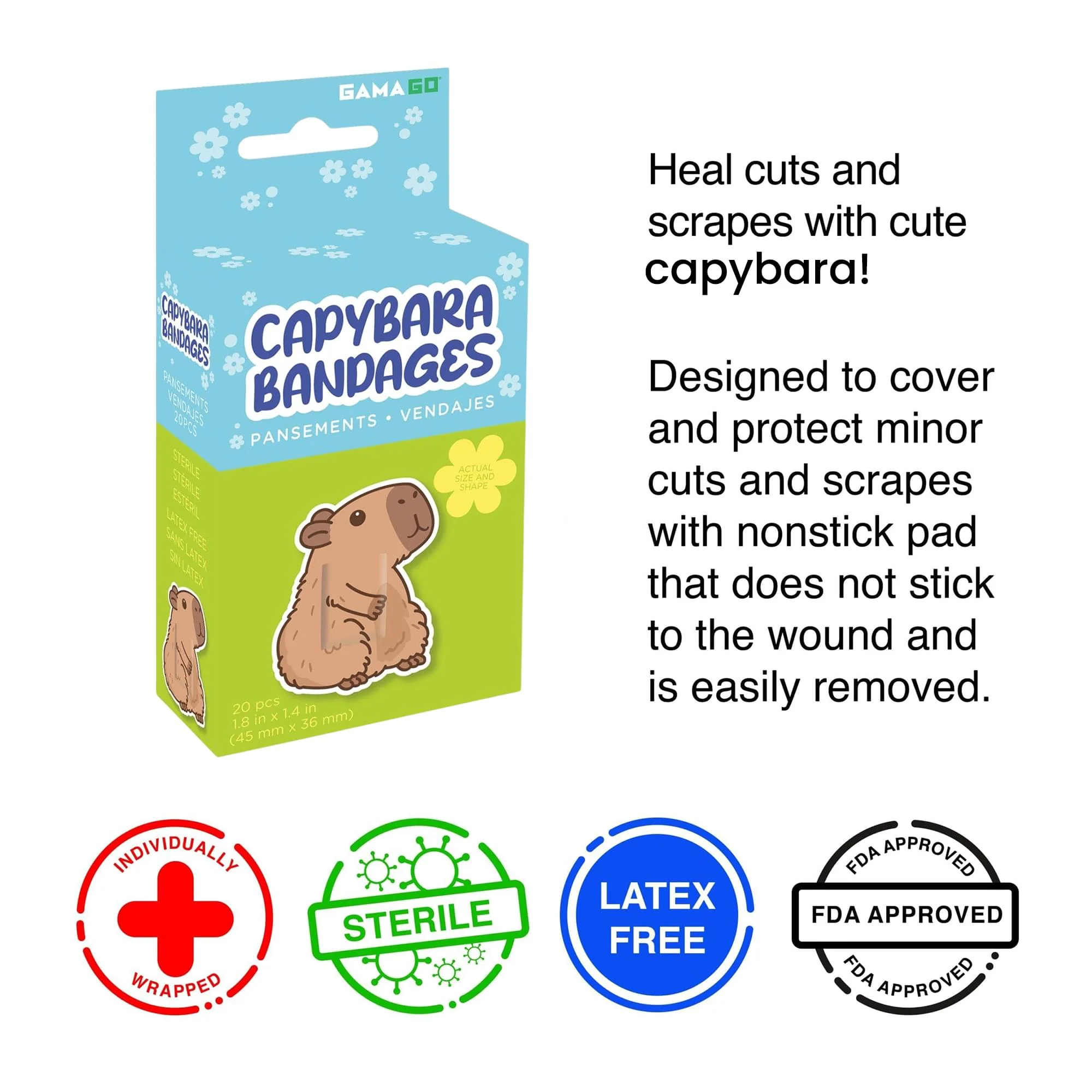 Capybara Bandages | Set of 20 Individually Wrapped Self Adhesive Bandages - Image 4
