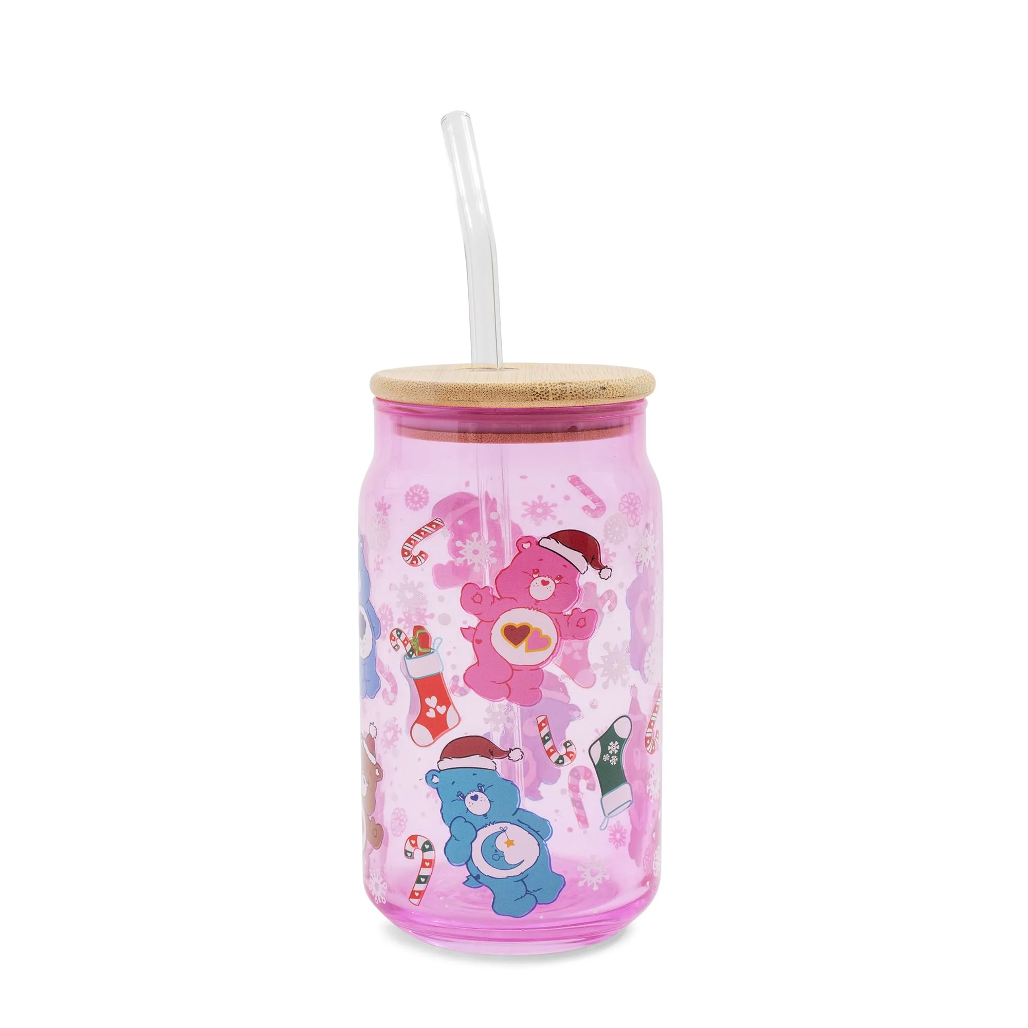 Care Bears Holiday Glass Tumbler With Bamboo Lid and Straw | Holds 16 Ounces - Image 2