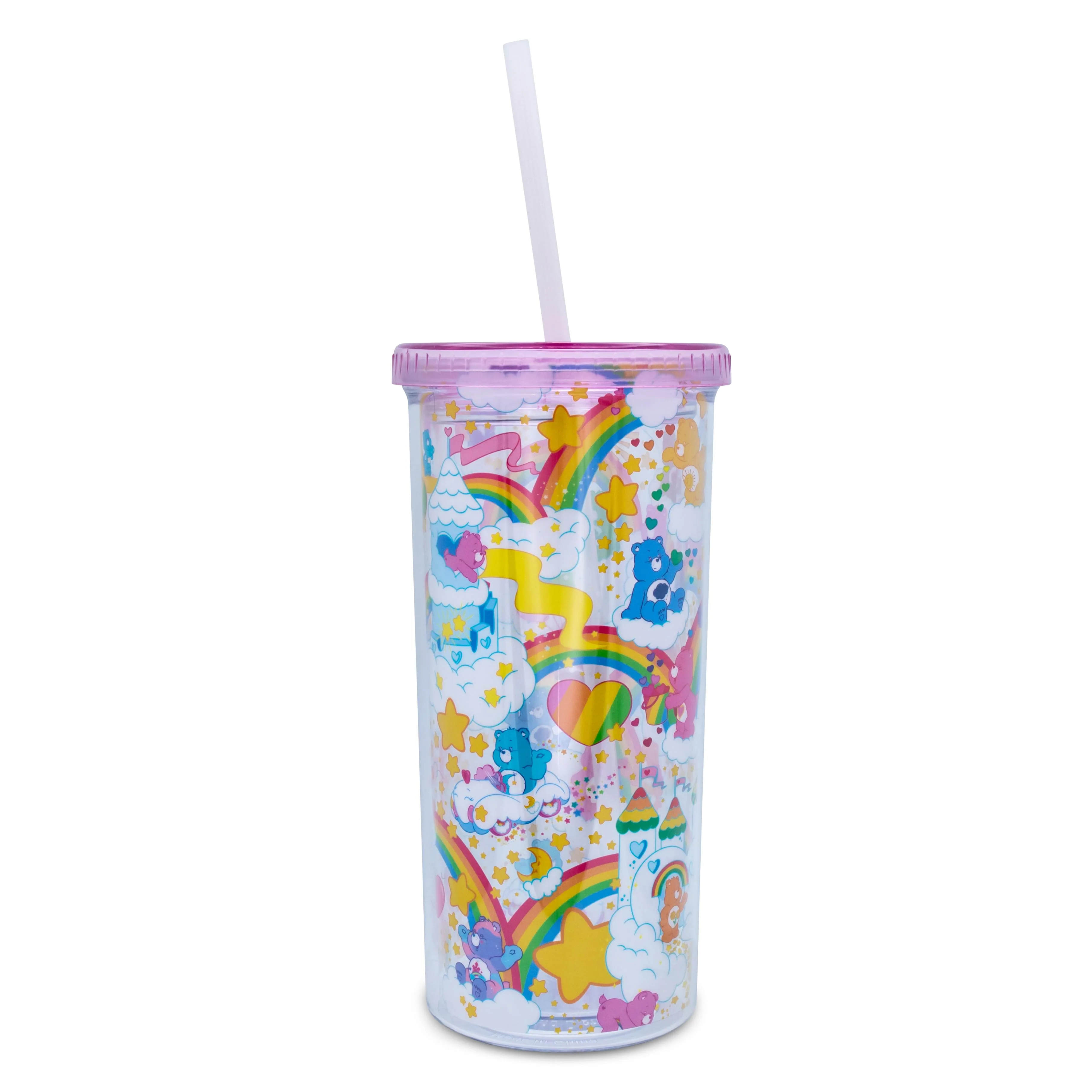 Care Bears Rainbow Stars Carnival Cup With Lid and Straw | Holds 20 Ounces - Image 2