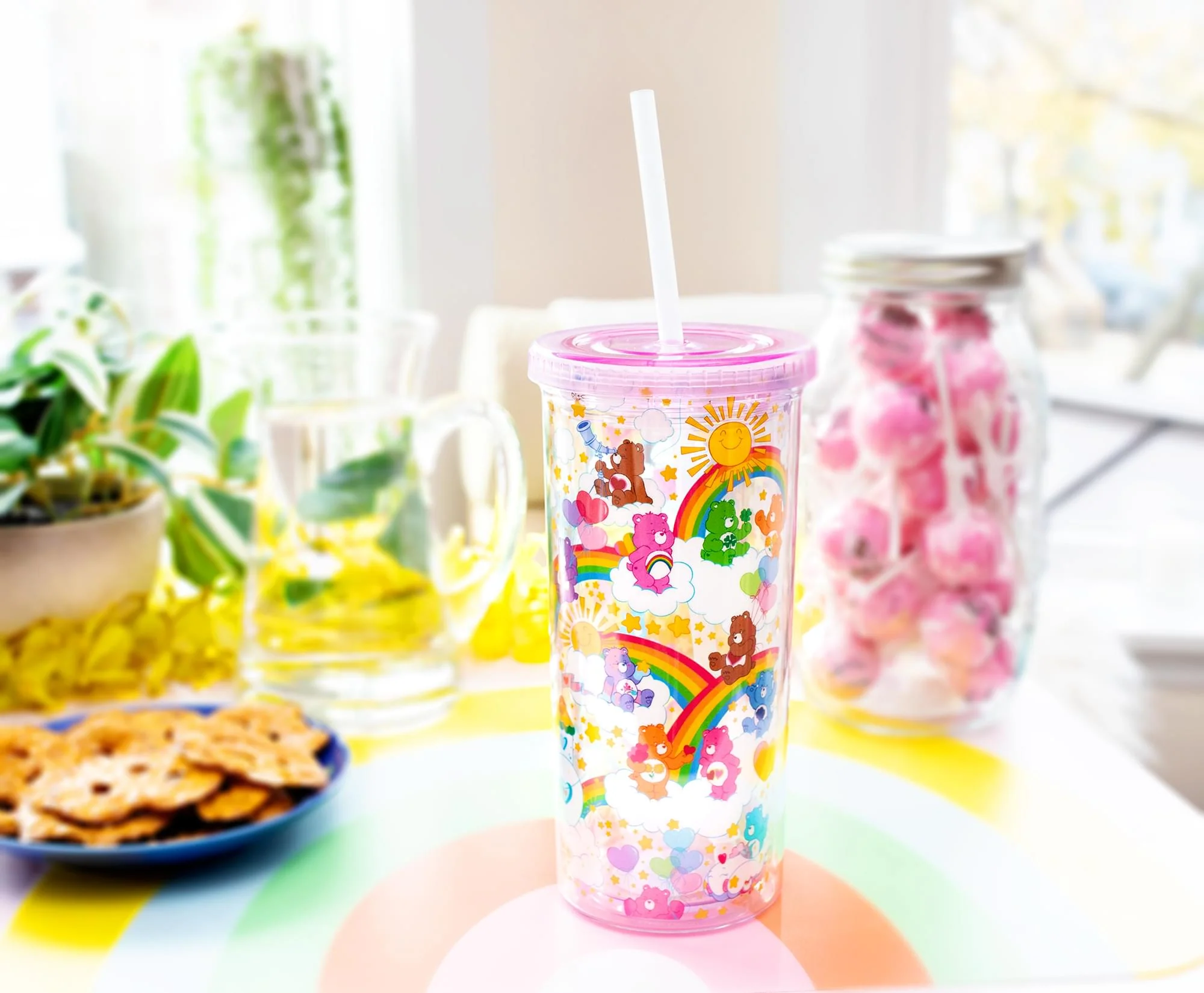 Care Bears Rainbow Stars Carnival Cup With Lid and Straw | Holds 20 Ounces - Image 4