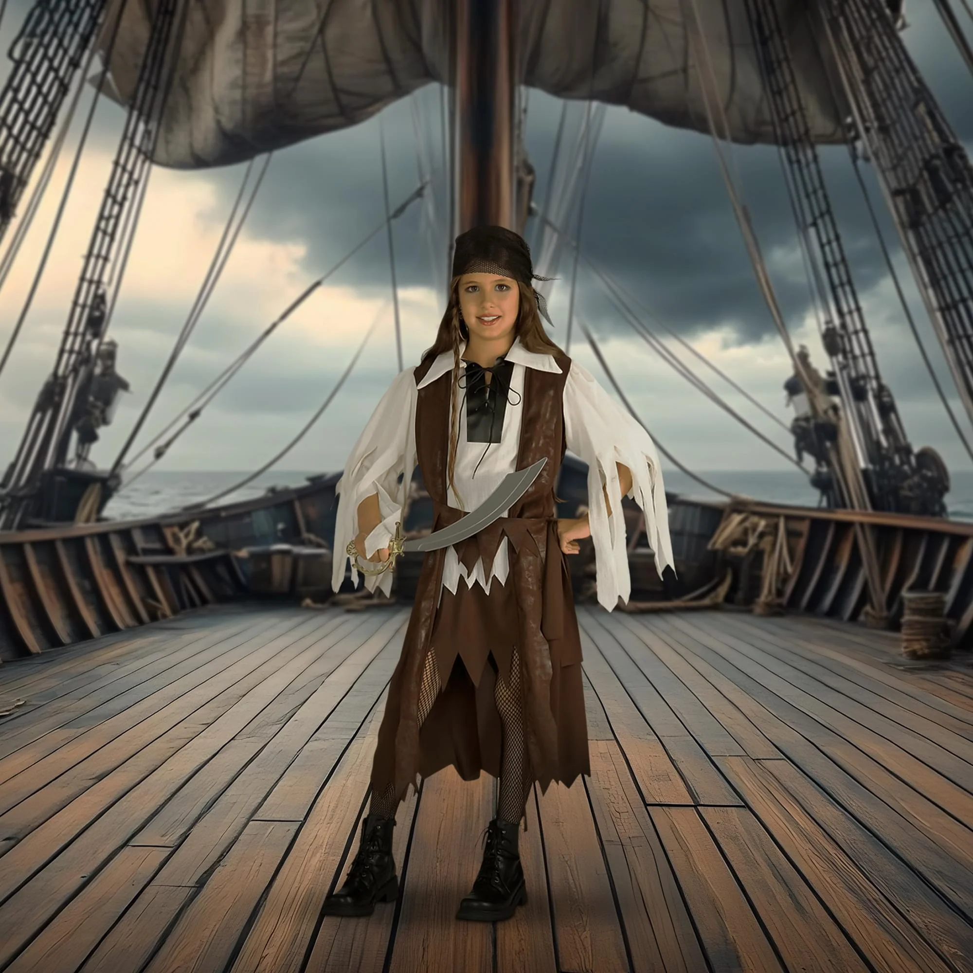 Caribbean Pirate Queen Child Costume - Image 8