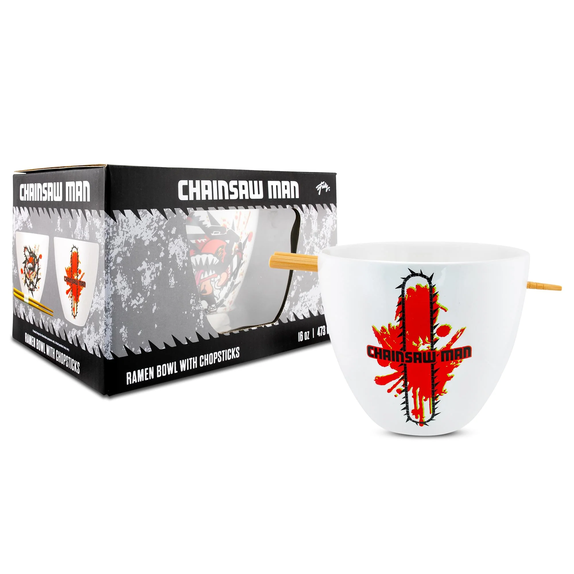 Chainsaw Man 16-Ounce Ceramic Ramen Bowl and Chopstick Set - Image 2