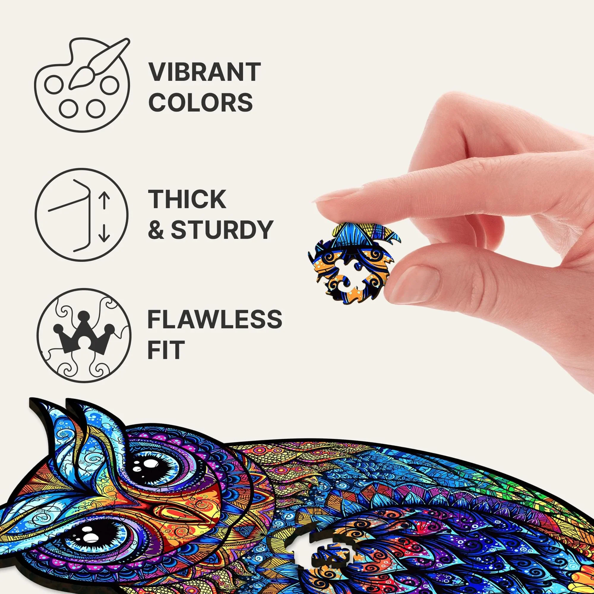 Charming Owl 366 Piece Shaped Wooden Jigsaw Puzzle - Image 3