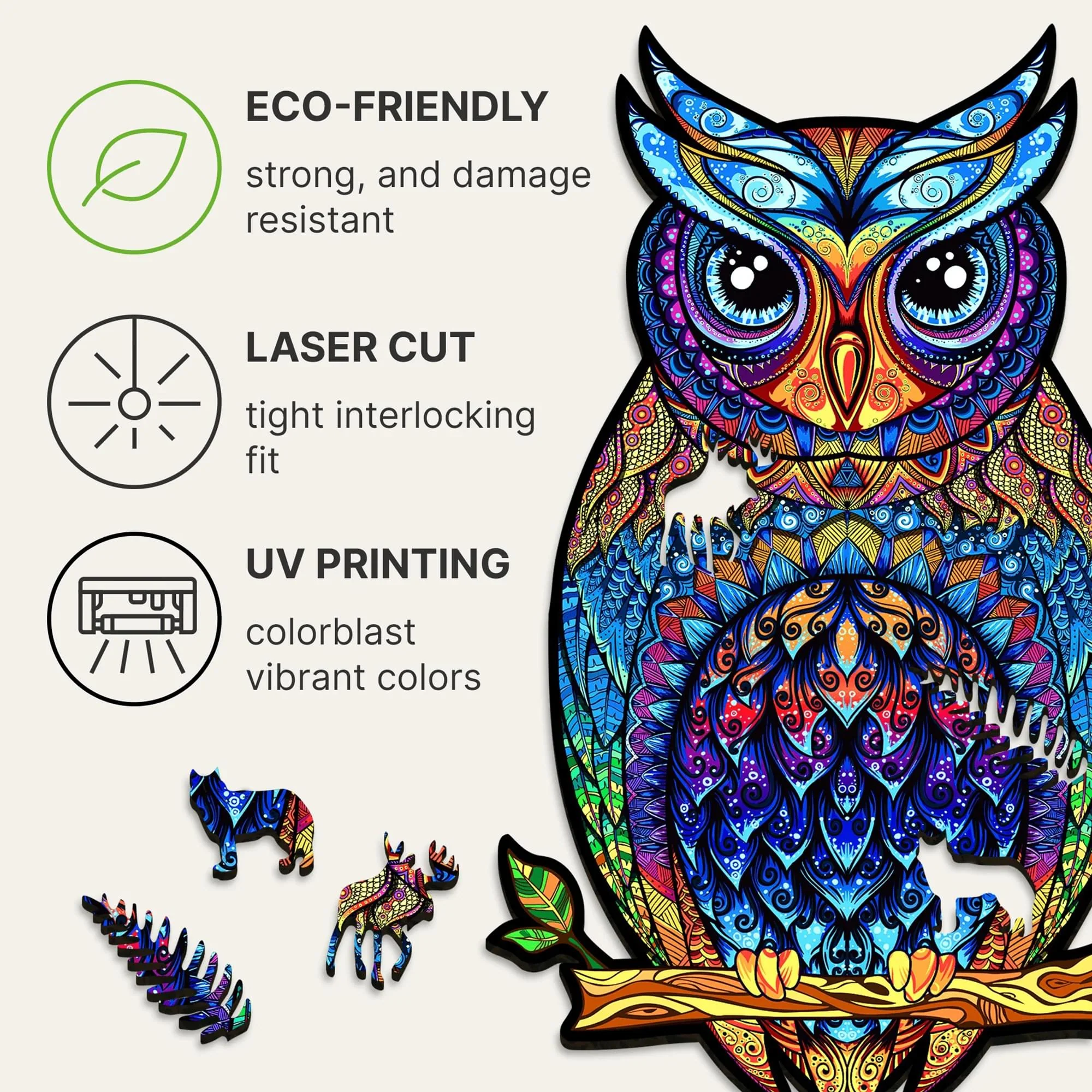 Charming Owl 366 Piece Shaped Wooden Jigsaw Puzzle - Image 6
