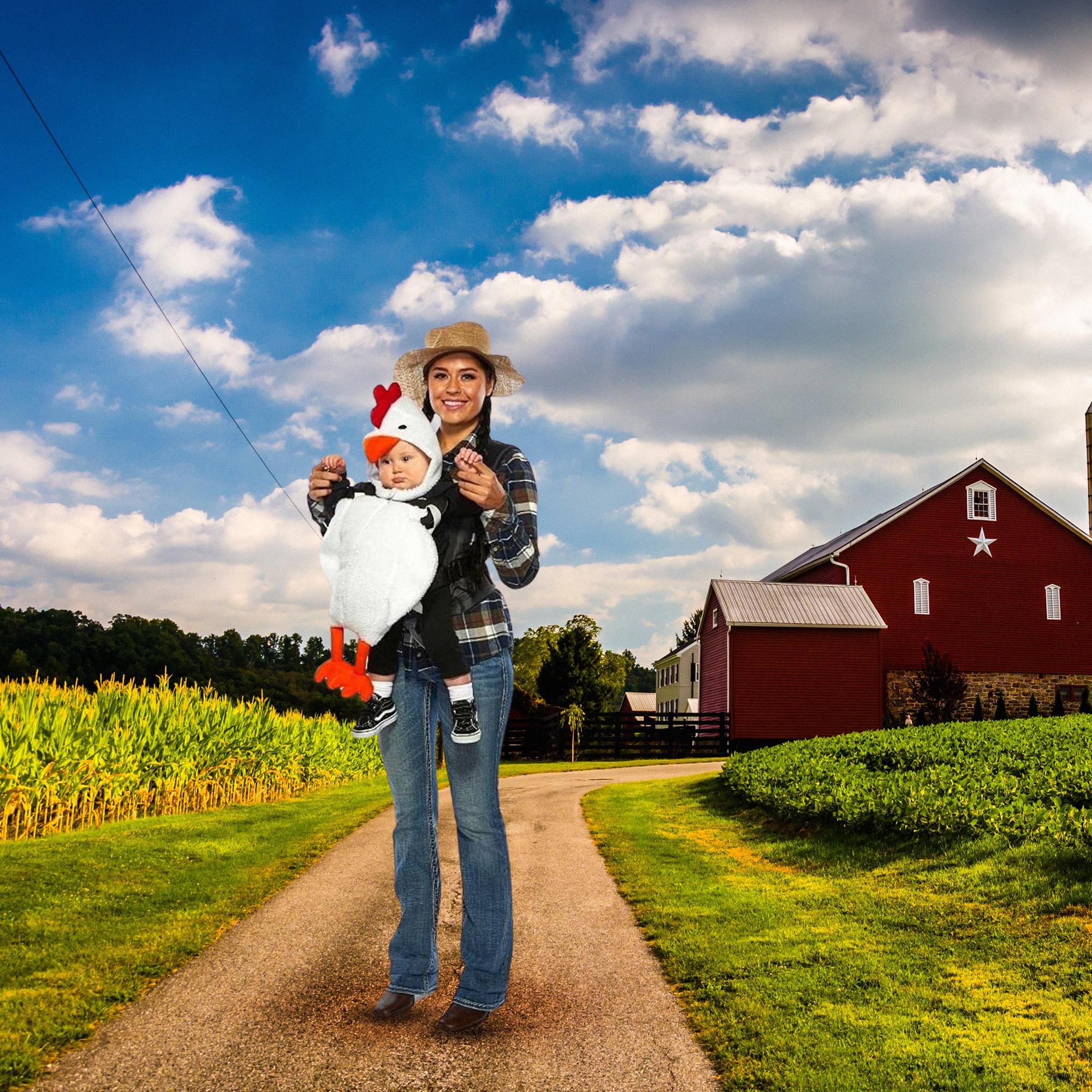 Chicken & Farmer Adult & Infant Carrier Costume | One Size - Image 4