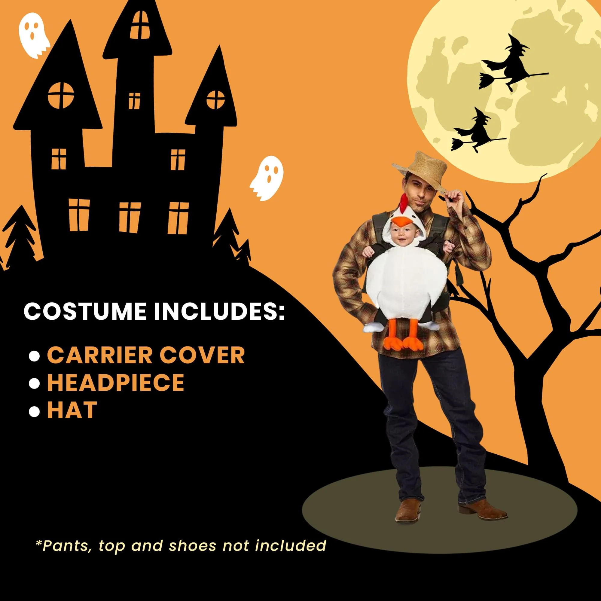 Chicken & Farmer Adult & Infant Carrier Costume | One Size - Image 6