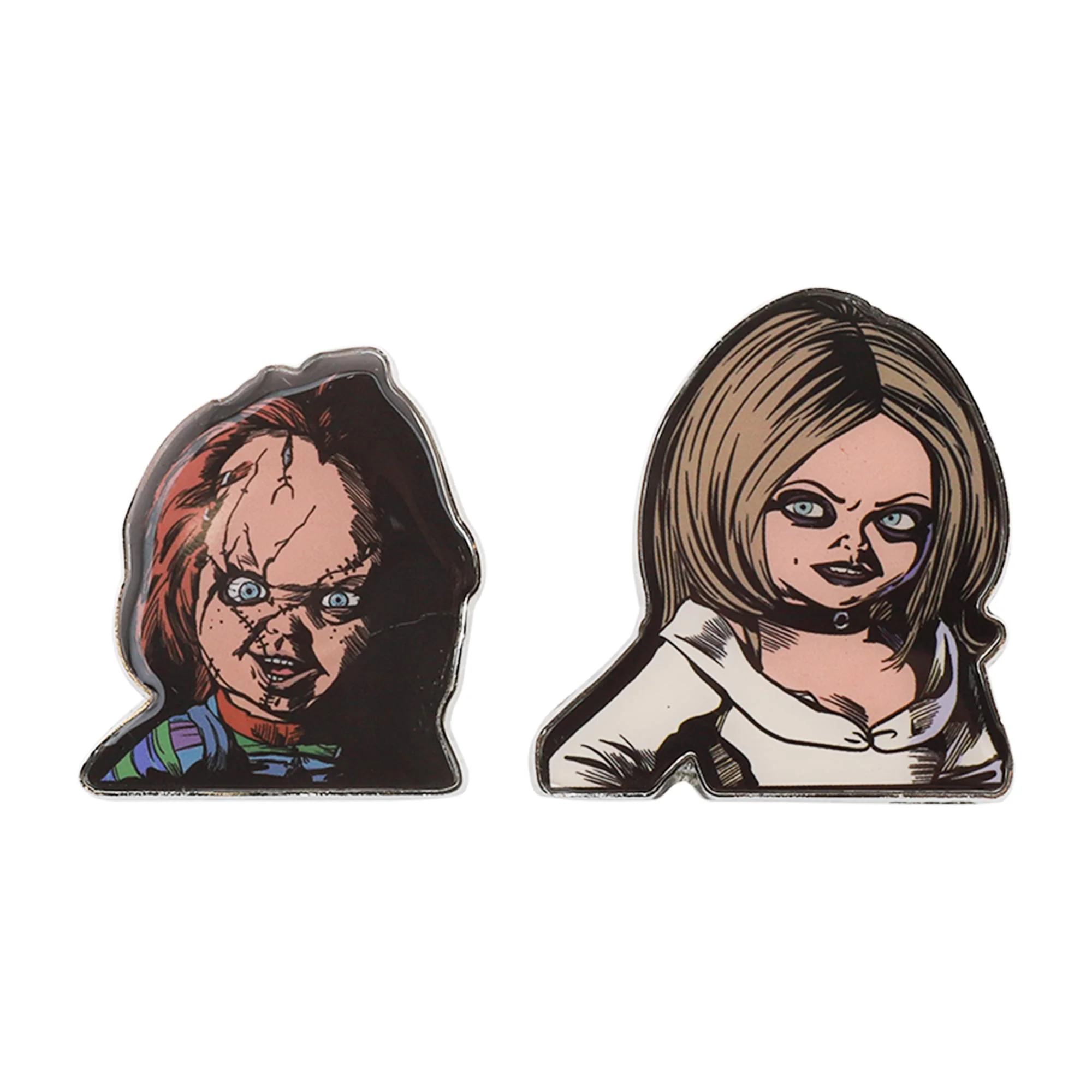 Child's Play Chucky and Tiffany Enamel Pins and Sock Bundle - Image 3