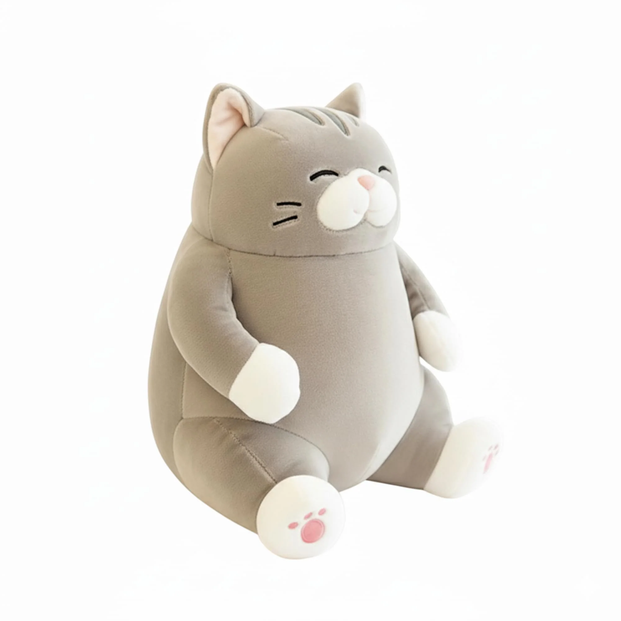 Chubby Meow 12 Inch Plush Pillow | Gray - Image 2