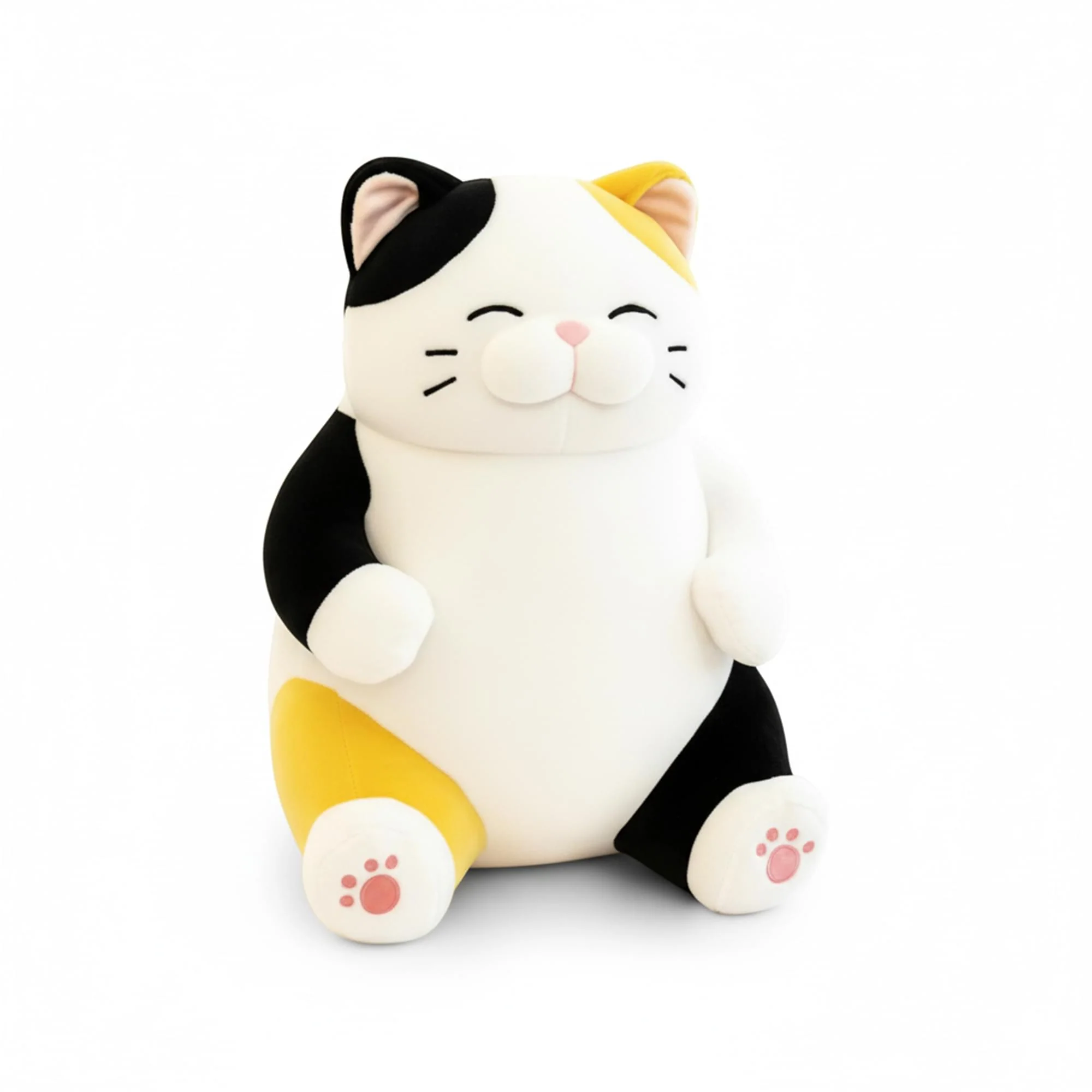 Chubby Meow 12 Inch Plush Pillow | White/Orange/Black - Image 2