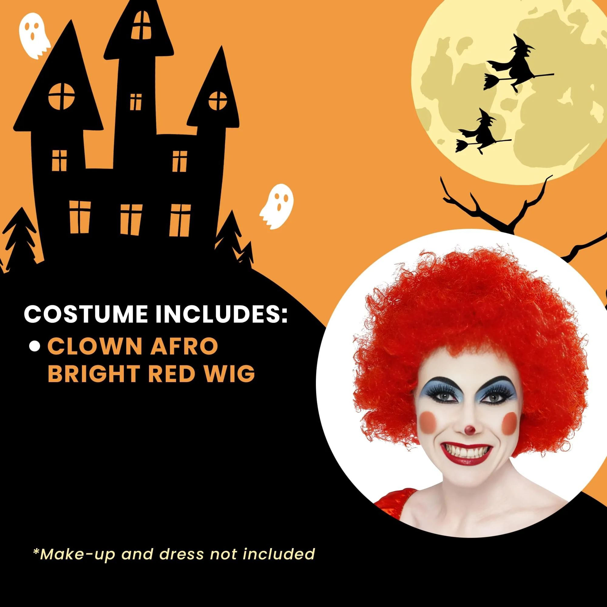 Clown Afro Bright Red Wig - Image 6