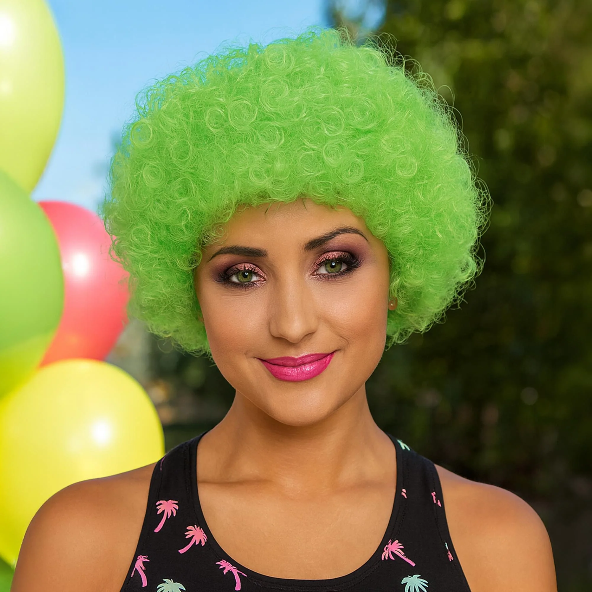 Clown Afro Green Wig - Image 5