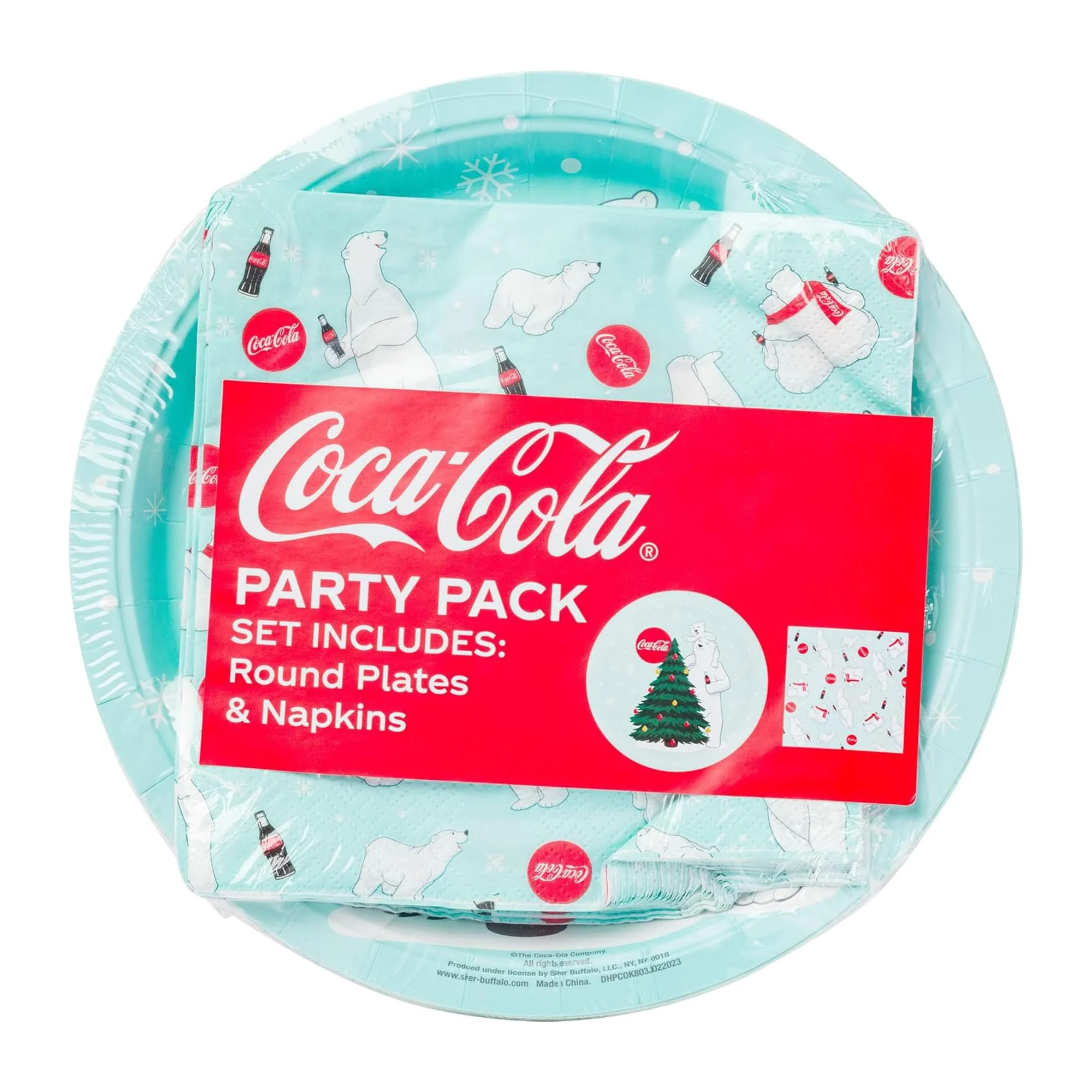 Coca Cola Polar Bear 32-Piece Paper Napkin And Plate Party Pack - Image 2