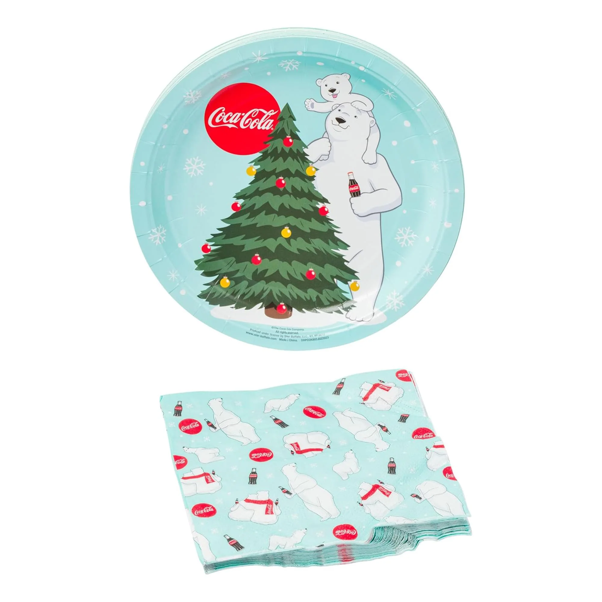 Coca Cola Polar Bear 32-Piece Paper Napkin And Plate Party Pack - Image 3