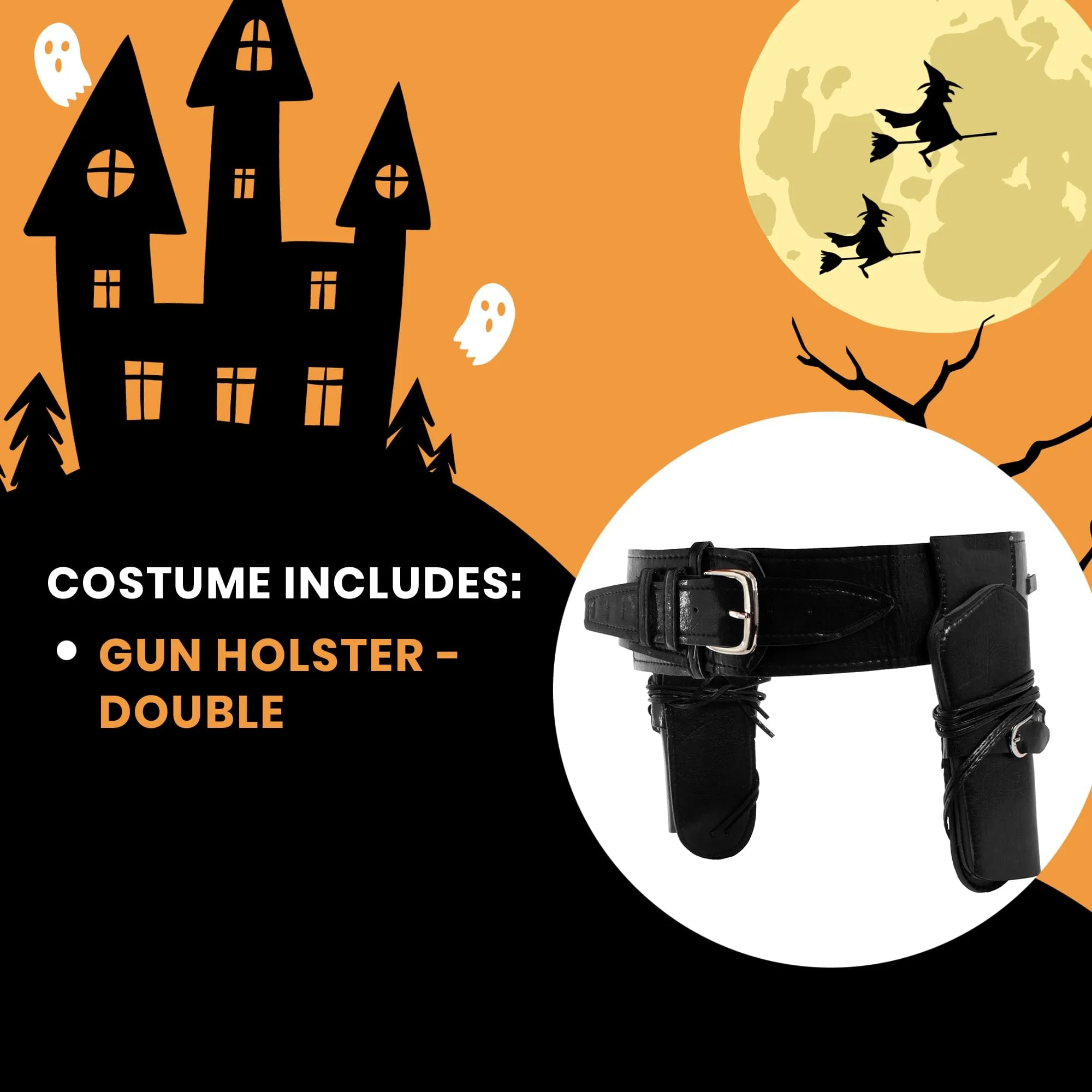 Cowboy Double Weapon Black Holster Adult Costume Accessory - Image 4