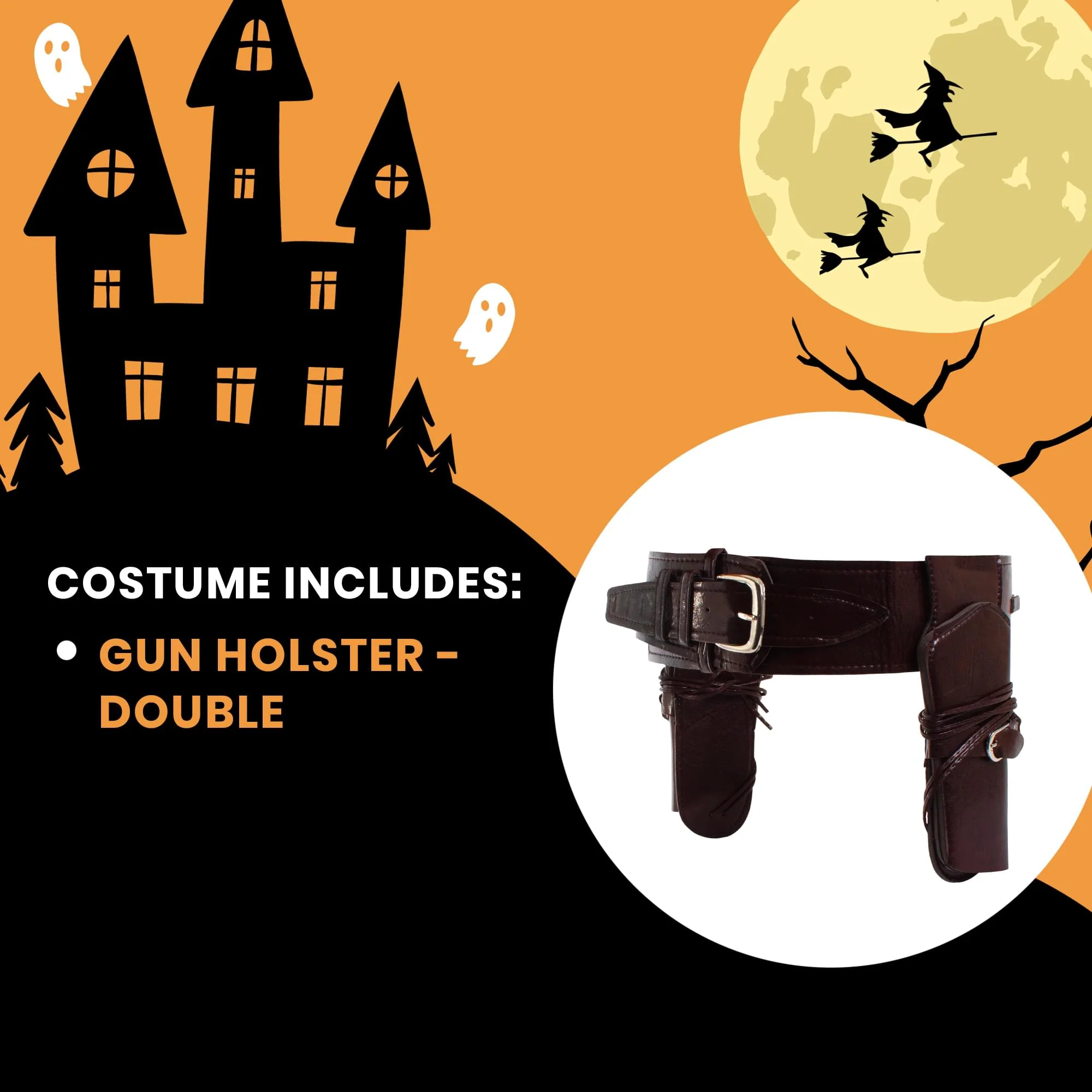 Cowboy Double Weapon Brown Holster Adult Costume Accessory - Image 4