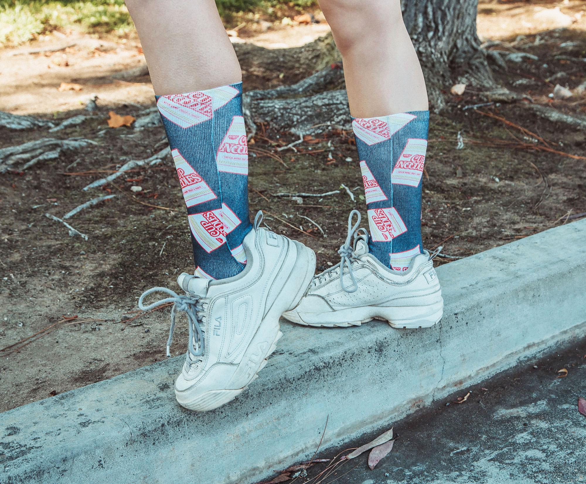 Cup Noodles Black Sublimated Unisex Crew Socks | Shoe Size 8-12, Sock Size 10-13 - Image 5