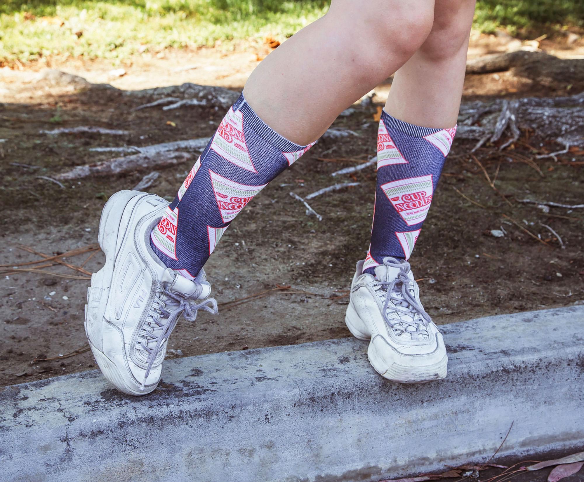 Cup Noodles Black Sublimated Unisex Crew Socks | Shoe Size 8-12, Sock Size 10-13 - Image 6
