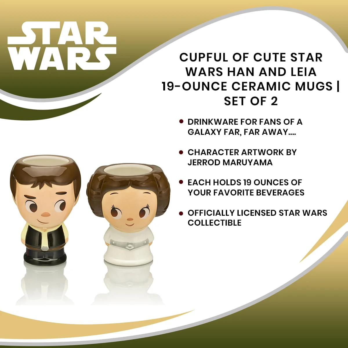 Cupful of Cute Star Wars Han and Leia 16-Ounce Ceramic Mugs | Set of 2 - Image 7