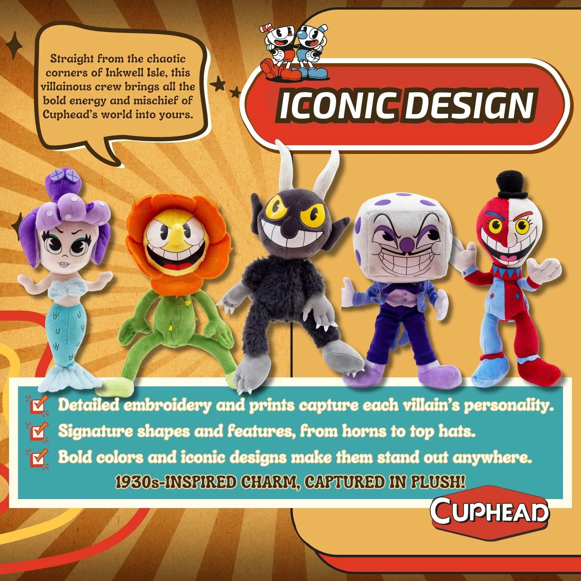 Cuphead 9 Inch Villains Plush Set of 5 - Image 4