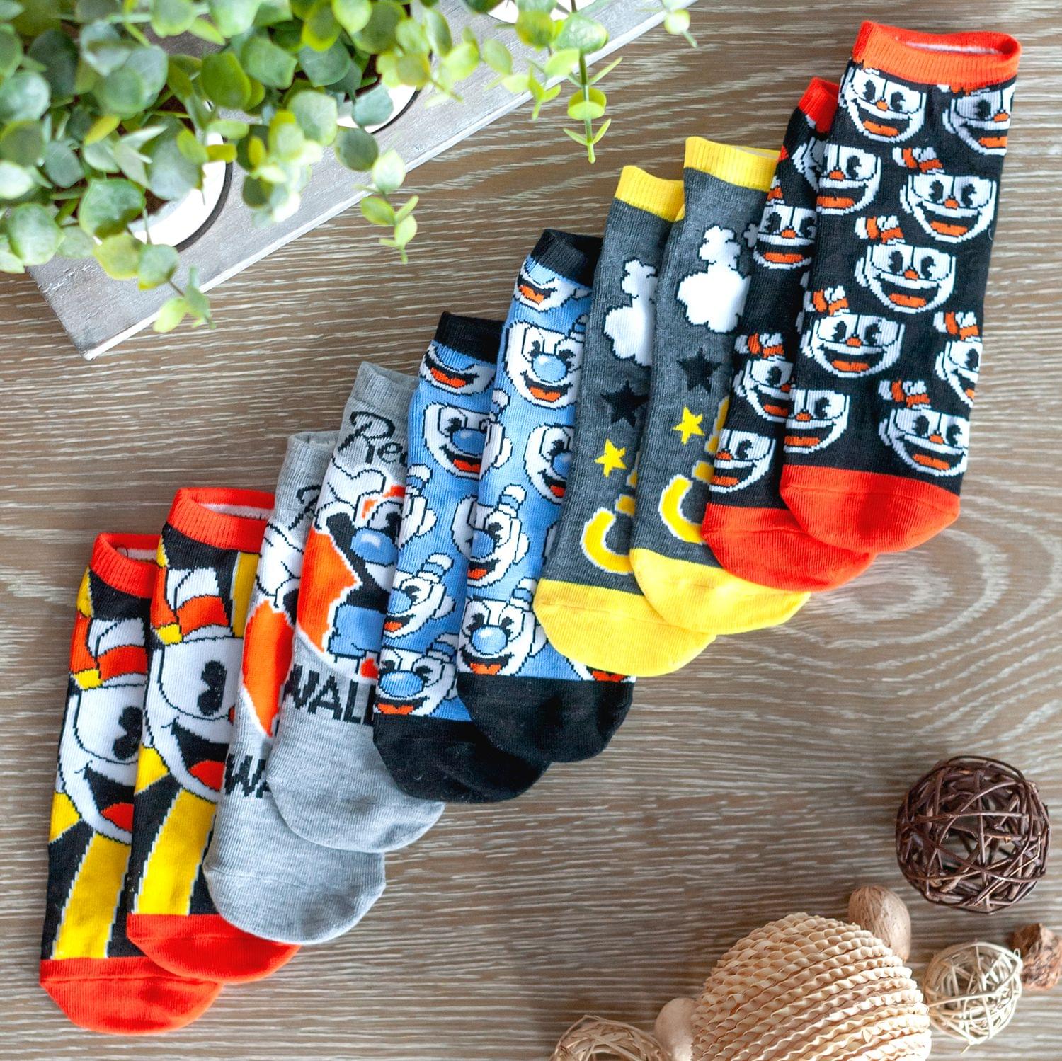 Cuphead Collectibles Adult Ankle Socks | Cuphead & Mugman Wallop Socks | 5 Pack - Image 5
