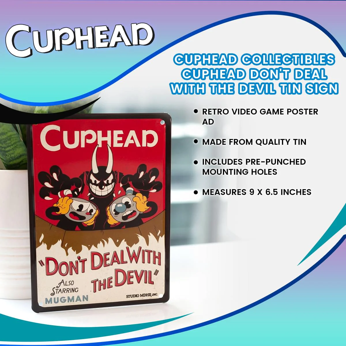 Cuphead Collectibles | Cuphead Don't Deal With The Devil Tin Sign - Image 7