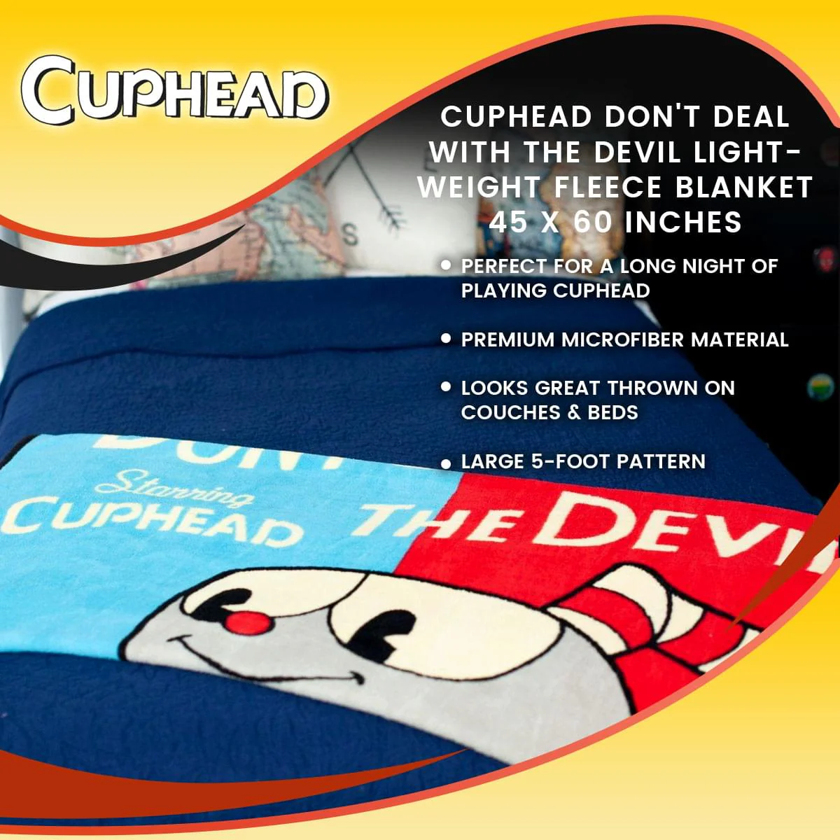 Cuphead Don't Deal with the Devil Lightweight Fleece Blanket | 45 x 60 Inches - Image 7