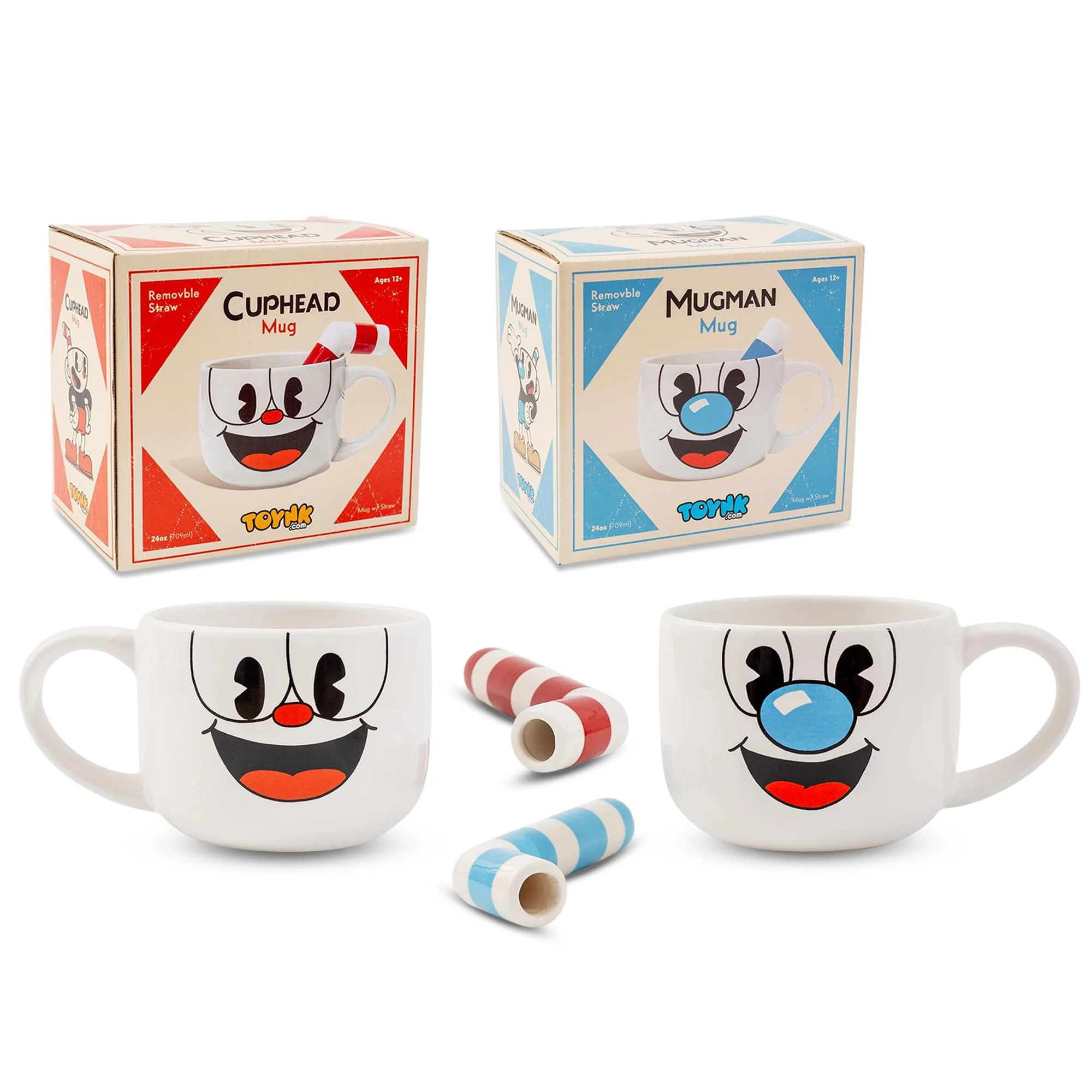 Cuphead & Mugman 24oz Ceramic Mug and Straw | Set of 2 - Image 2