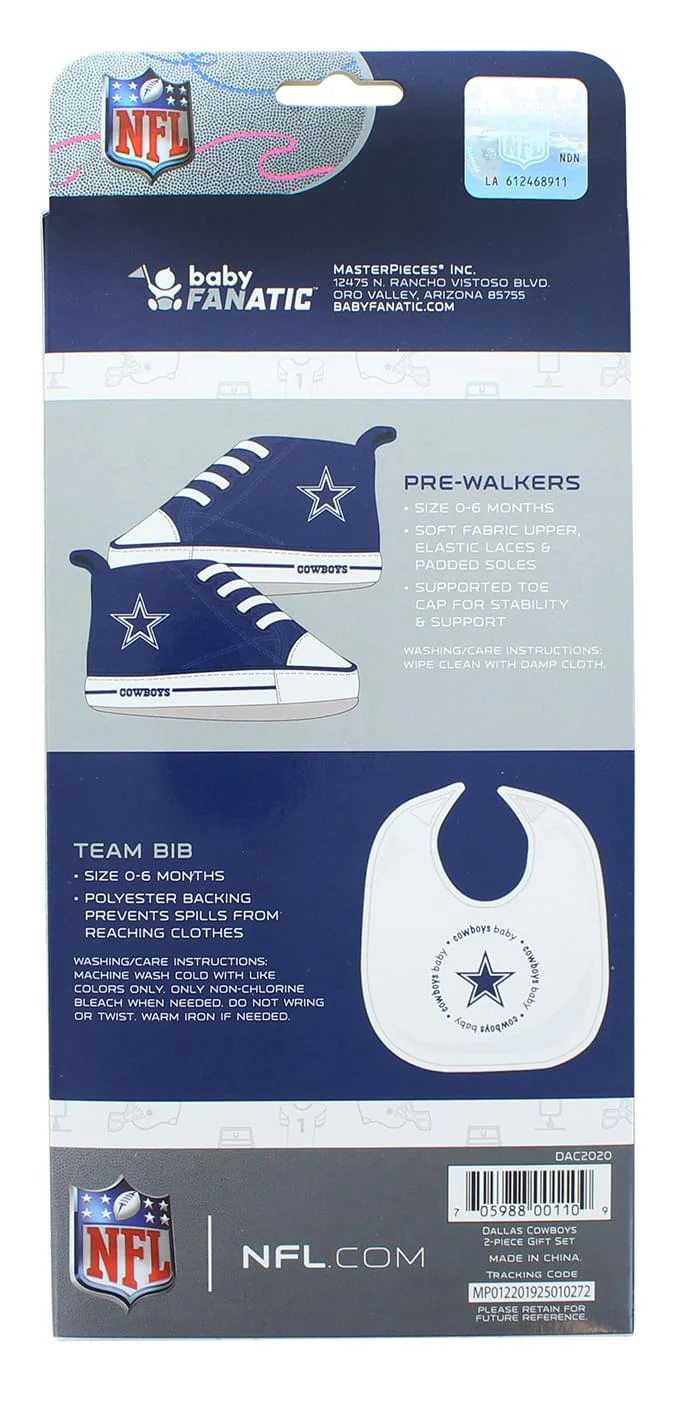 Dallas Cowboys NFL 2-Piece Baby Gift Set | Bib & Pre-Walkers - Image 3