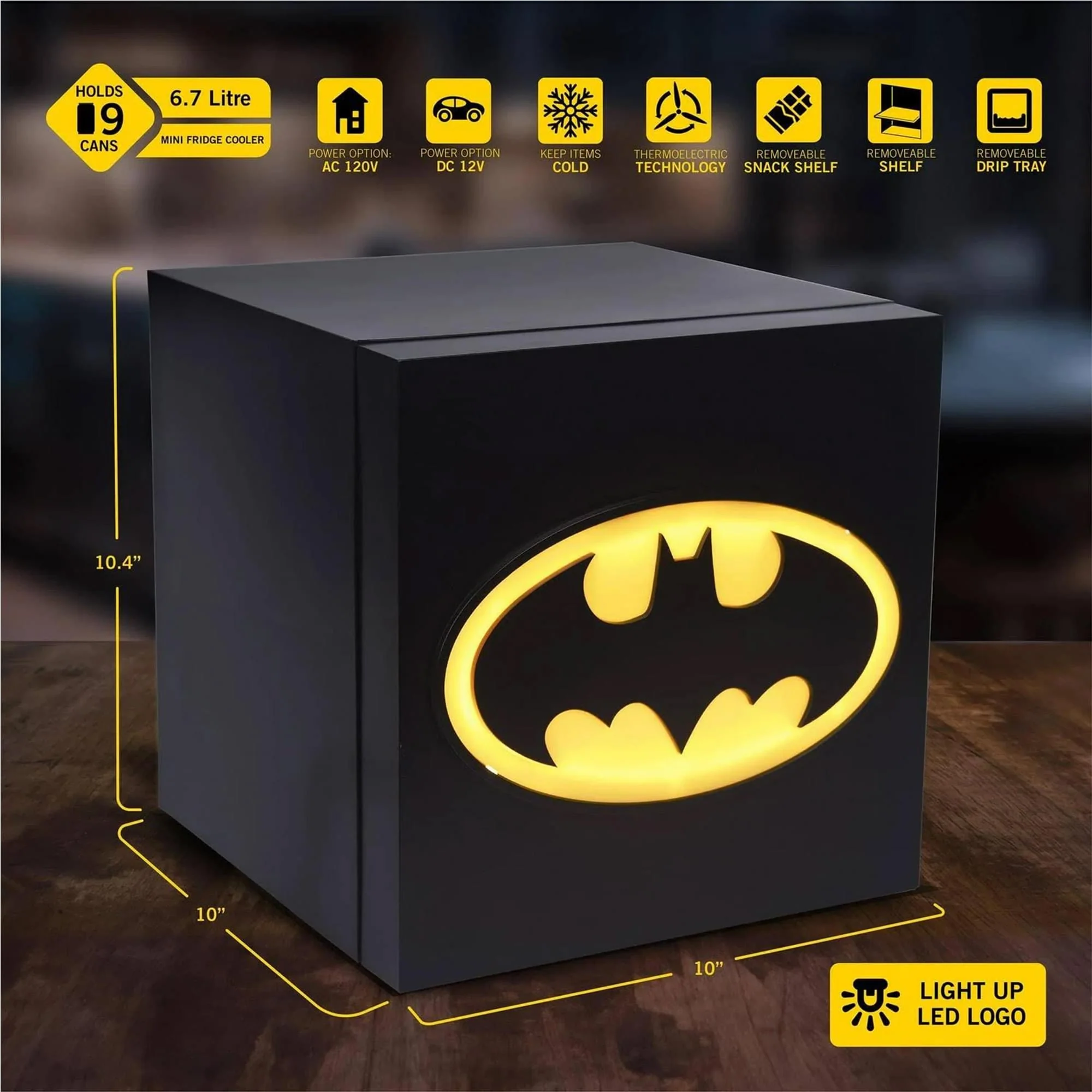 DC Comics Batman Logo 6.7L Thermoelectric Cooler | Holds 9 Soda Cans - Image 8