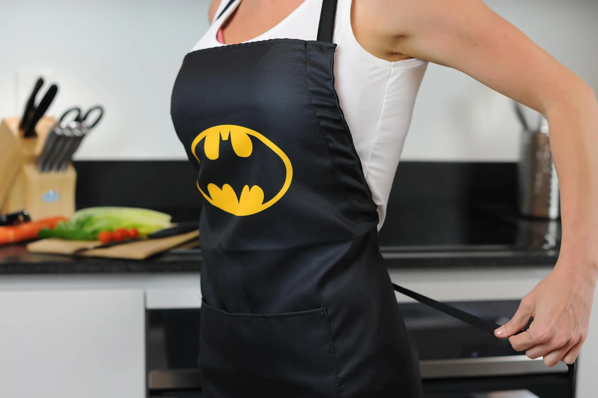 DC Comics Batman Logo Adjustable Adult Apron W/ Pockets | One Size - Image 6