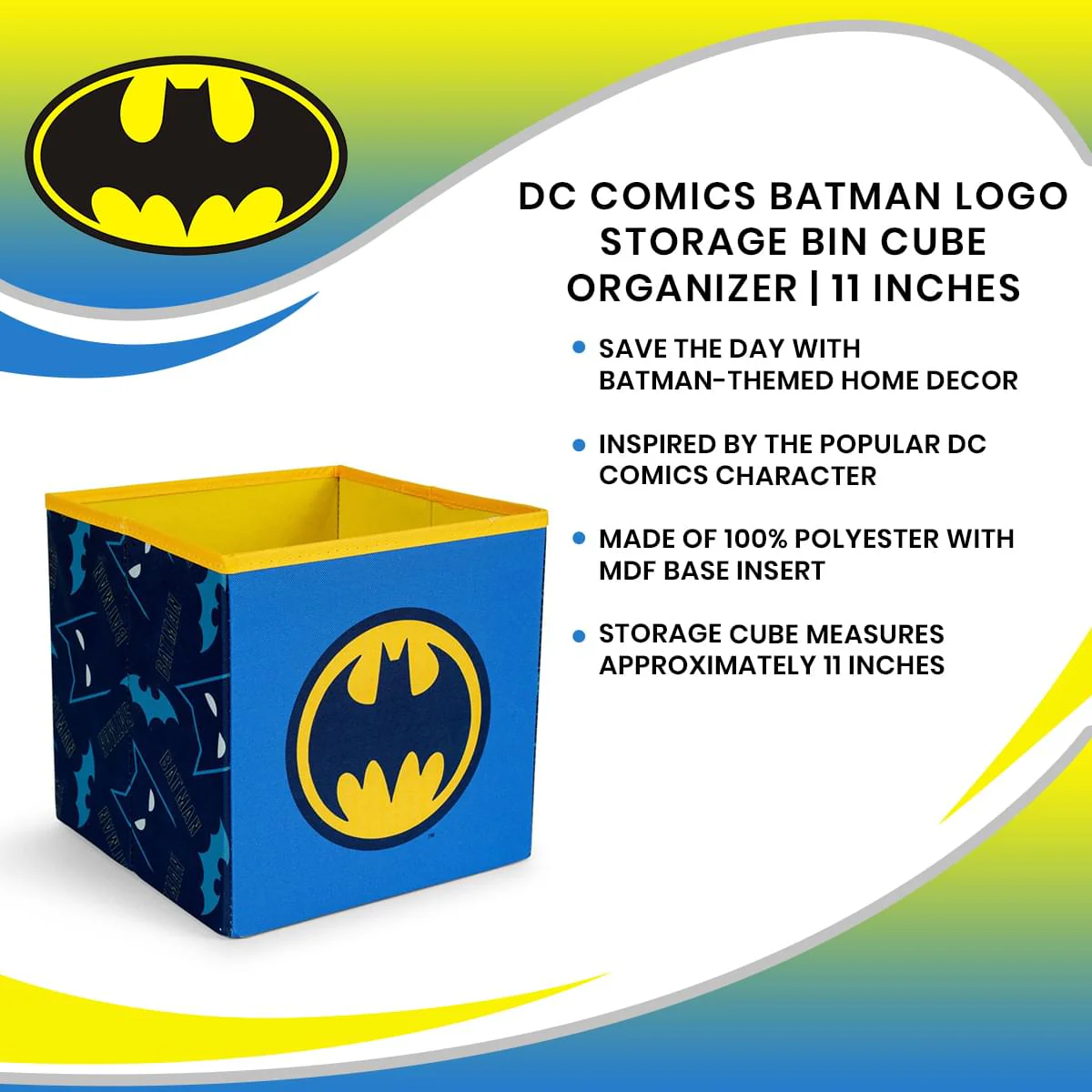 DC Comics Batman Logo Storage Bin Cube Organizer | 11 Inches - Image 7