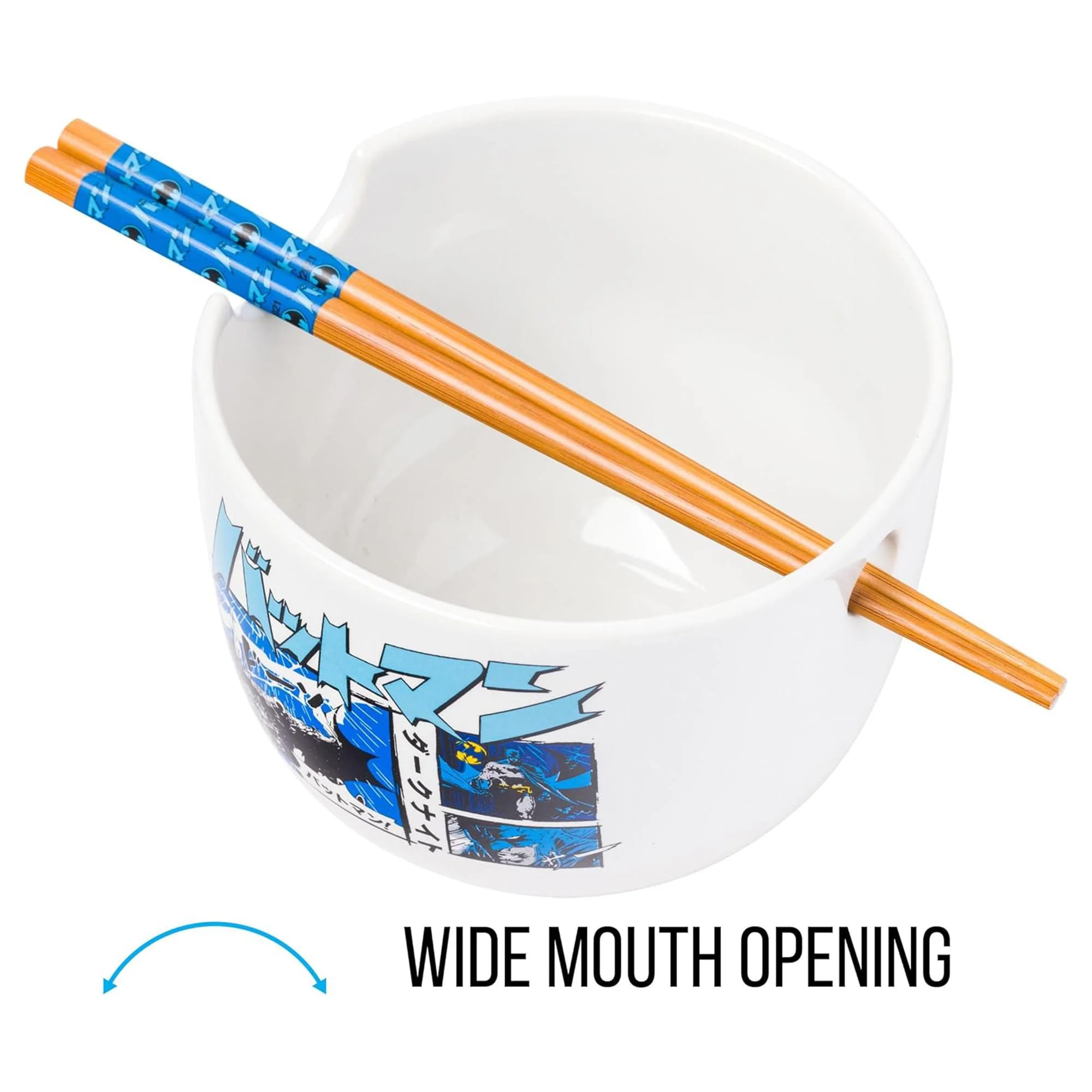 DC Comics Batman Manga Panels 20oz Ceramic Ramen Bowl with Chopsticks - Image 6