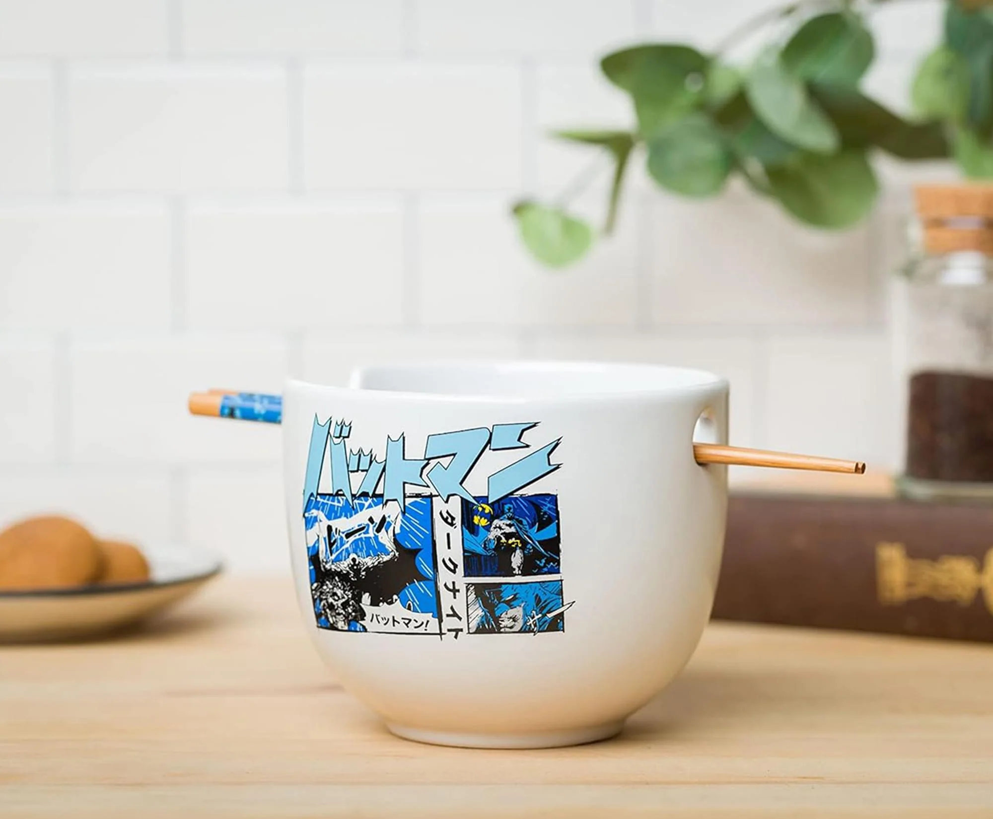 DC Comics Batman Manga Panels 20oz Ceramic Ramen Bowl with Chopsticks - Image 9