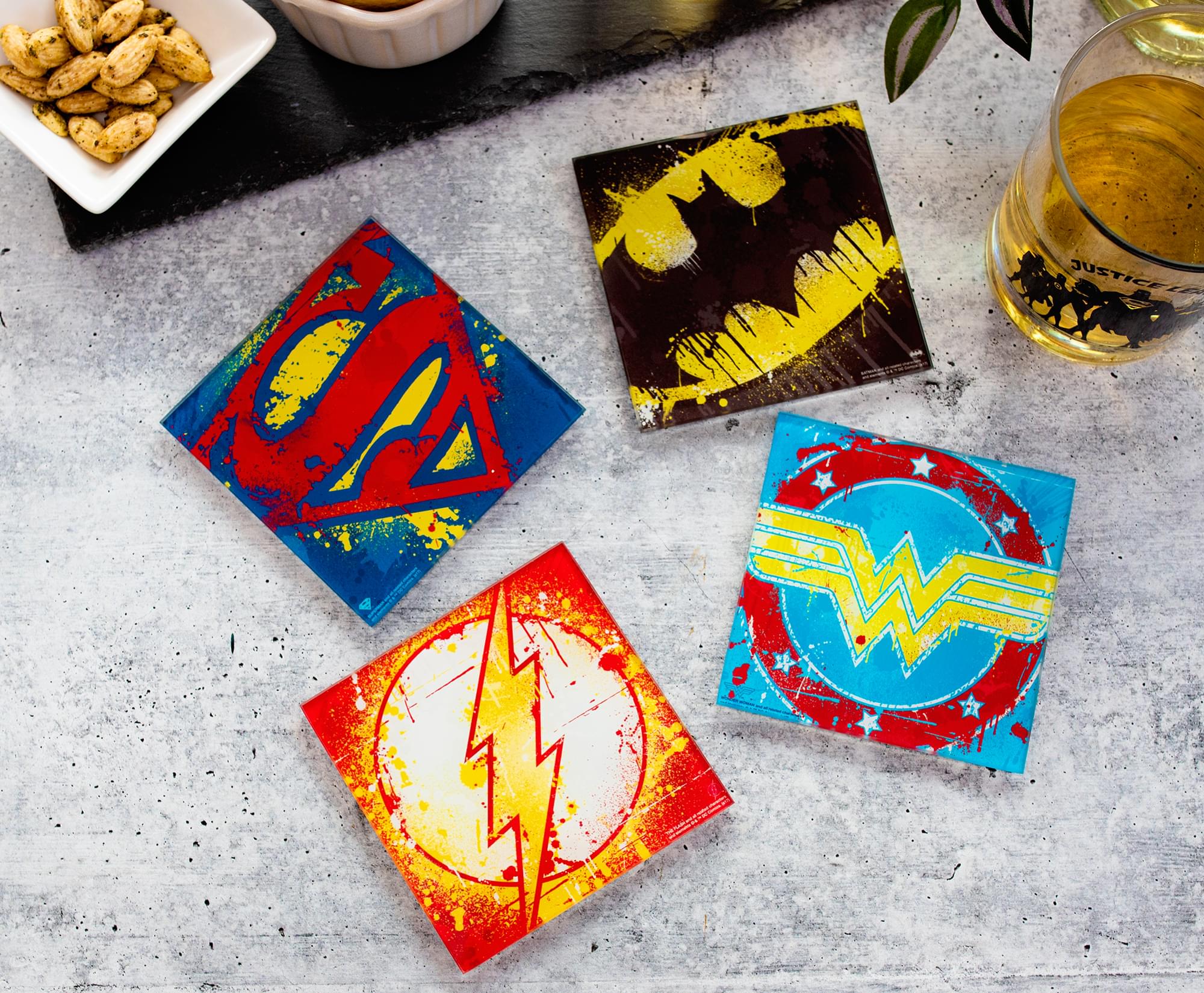 DC Comics Graffiti Superhero Logos Glass Coasters | Set of 4 - Image 2