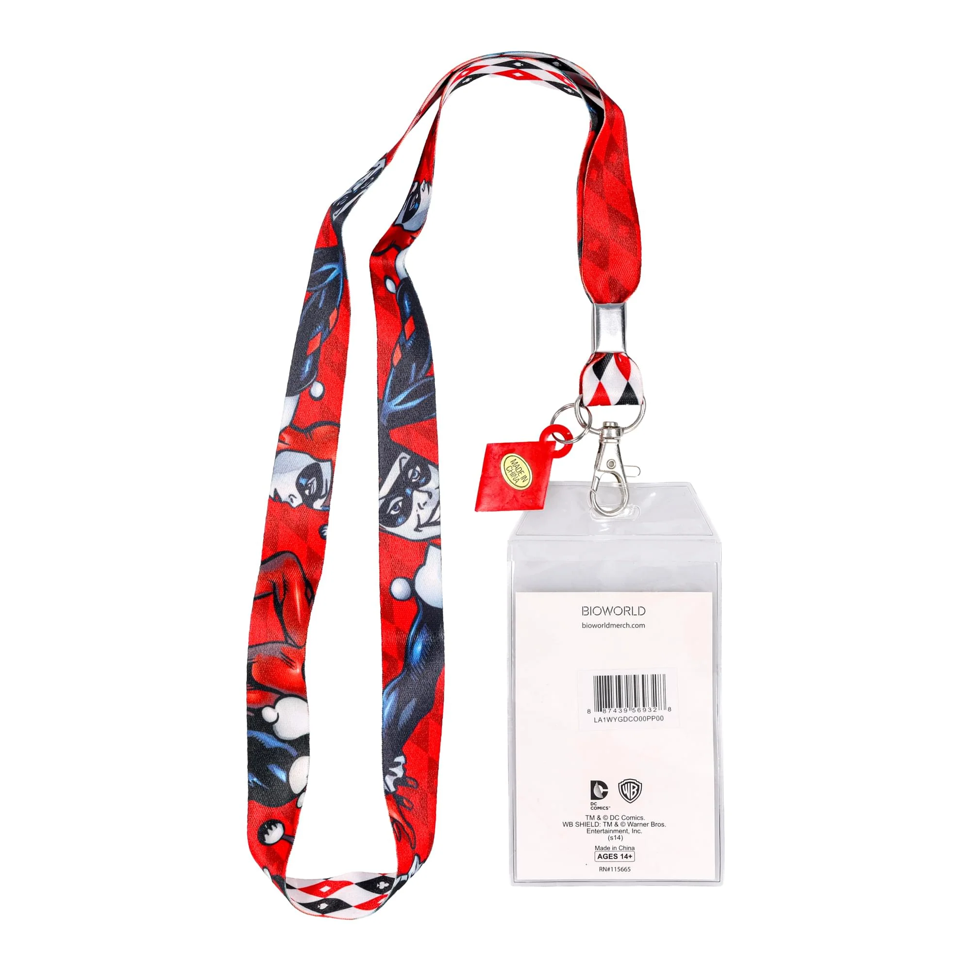 DC Comics Harley Quinn Pattern Lanyard with Charm - Image 3