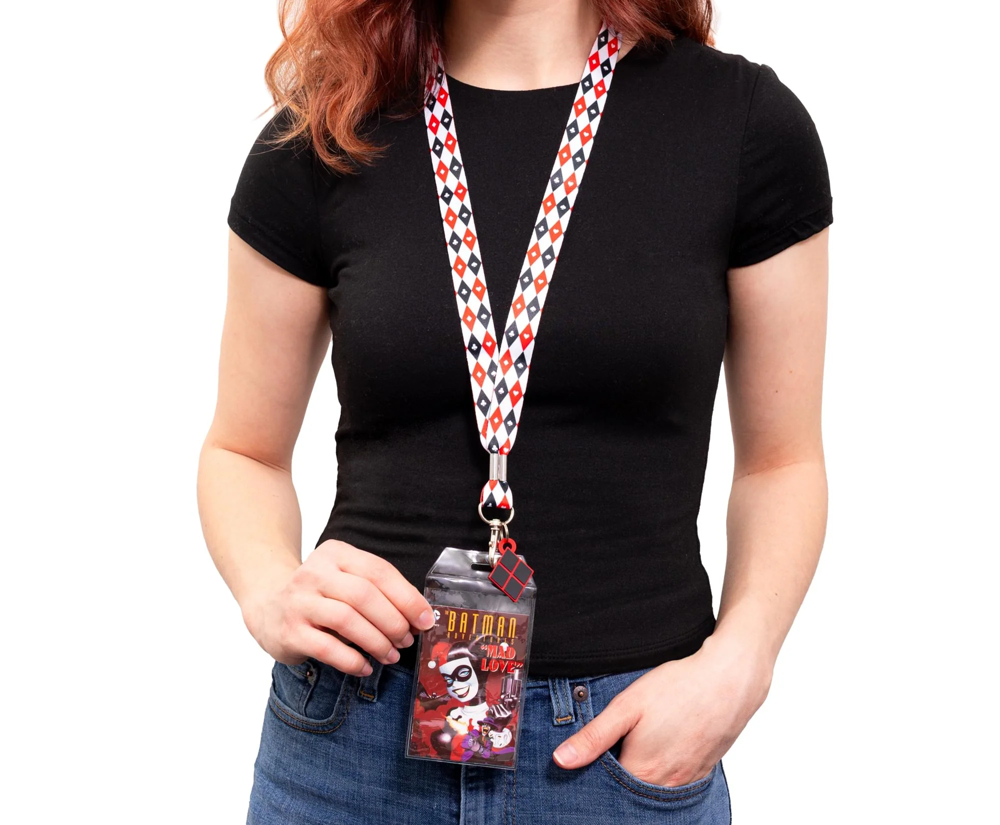 DC Comics Harley Quinn Pattern Lanyard with Charm - Image 5