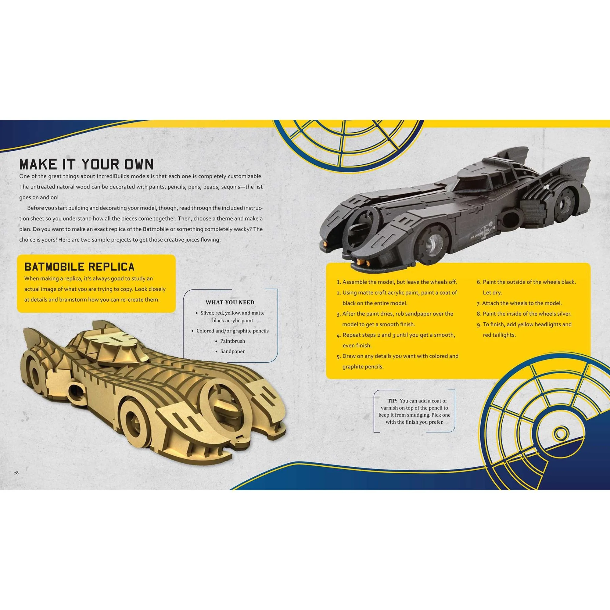 DC Comics Incredibuilds Batmobile 3D Wood Model and Book - Image 6