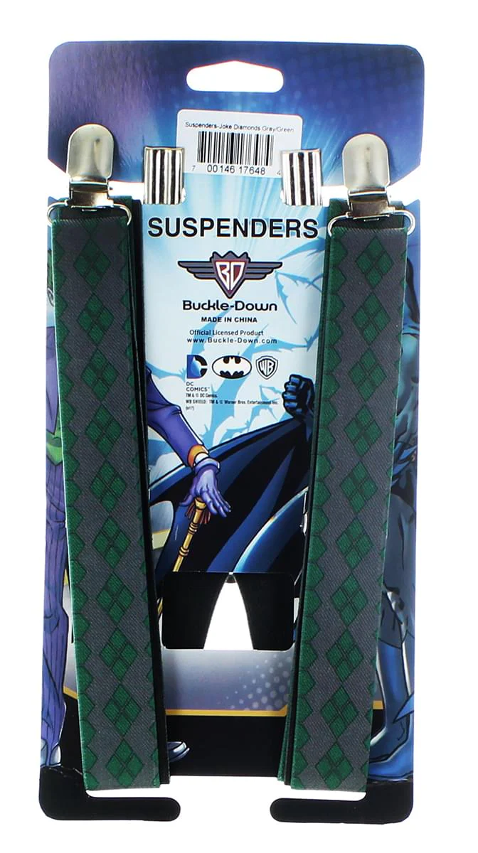 DC Comics The Joker Diamond Grey & Green Suspenders - Image 2