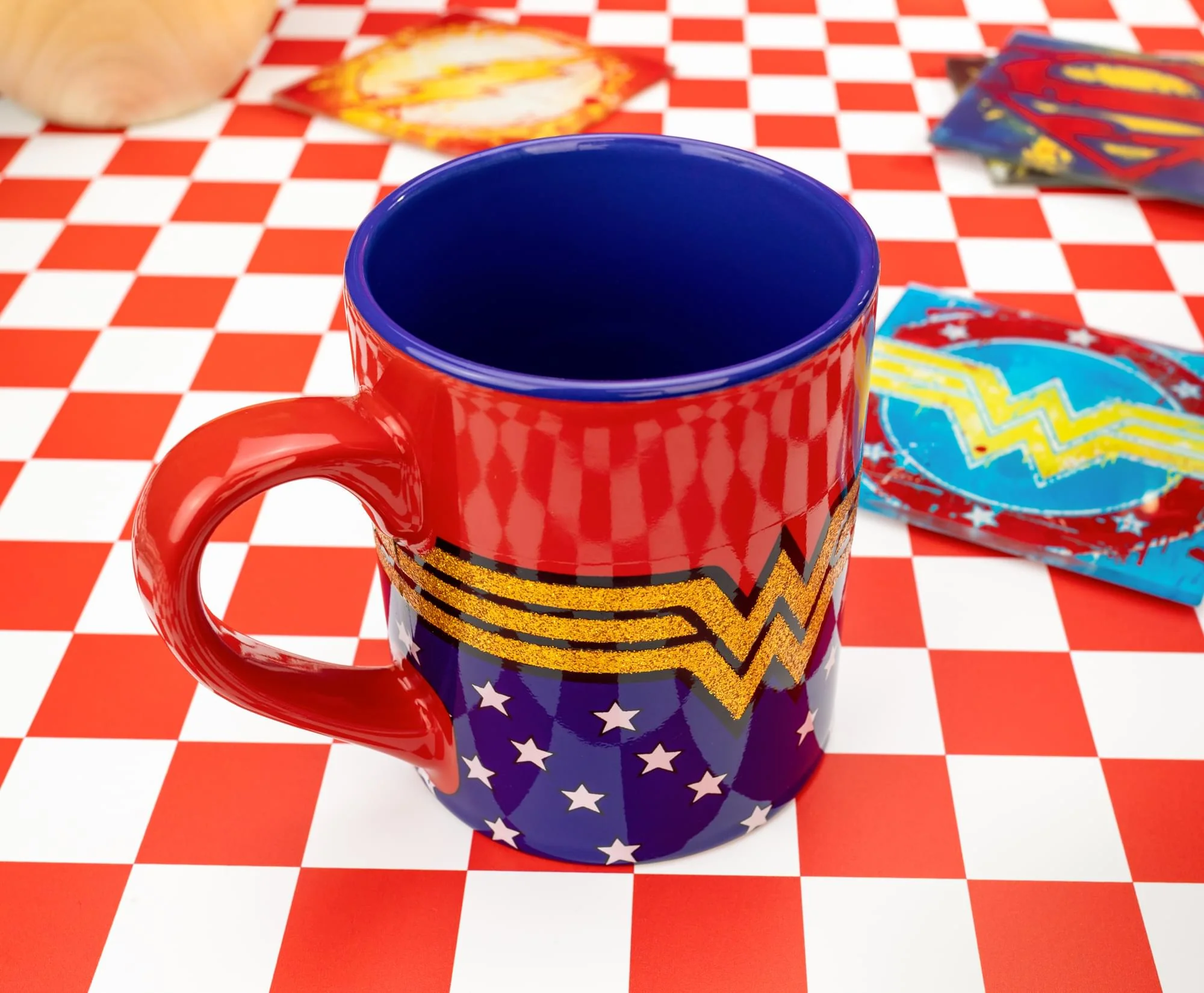DC Comics Wonder Woman Logo Glitter Ceramic Mug | Holds 14 Ounces - Image 6