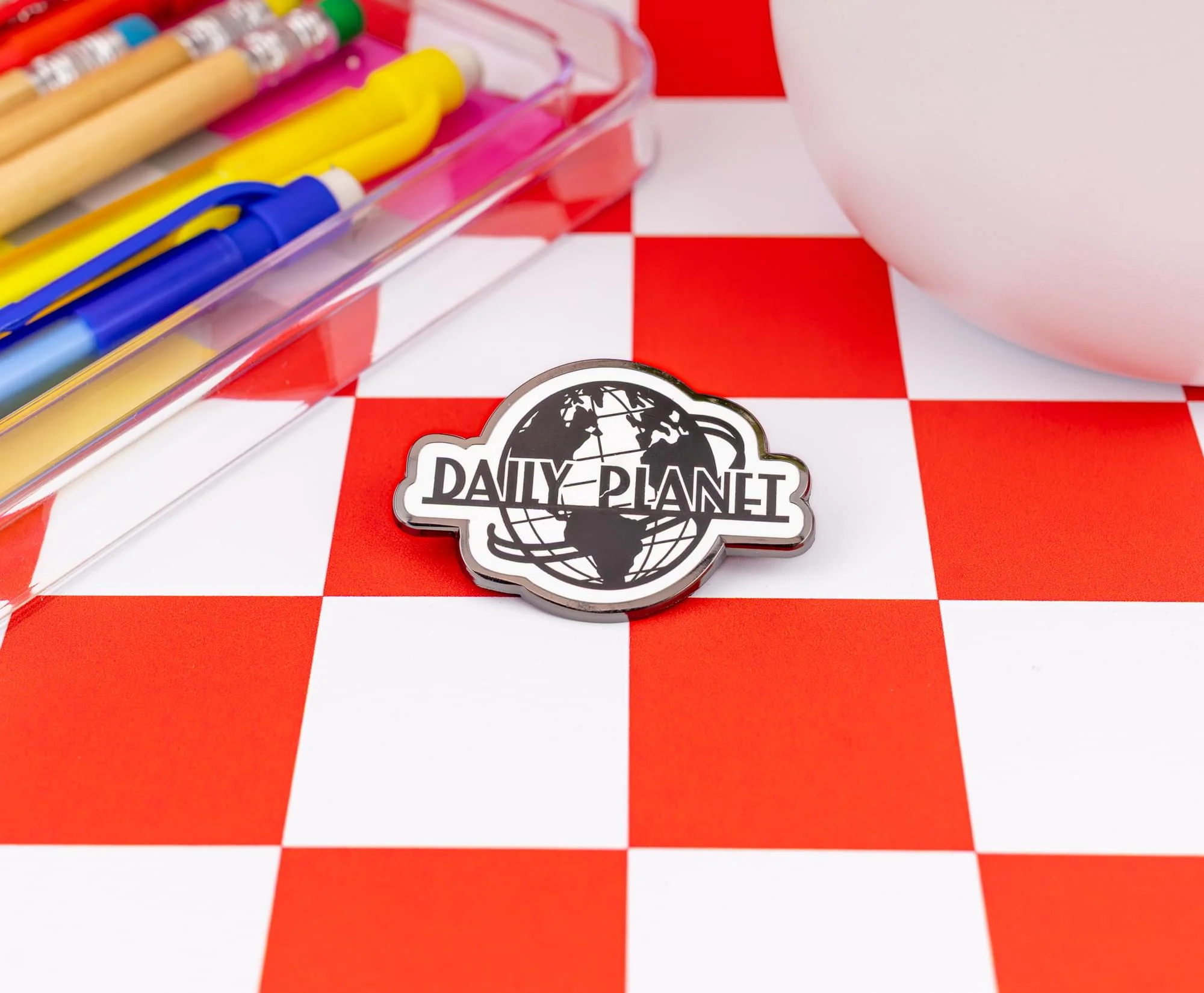 DC Studios Superman Daily Planet Black-and-White Logo Enamel Pin - Image 5