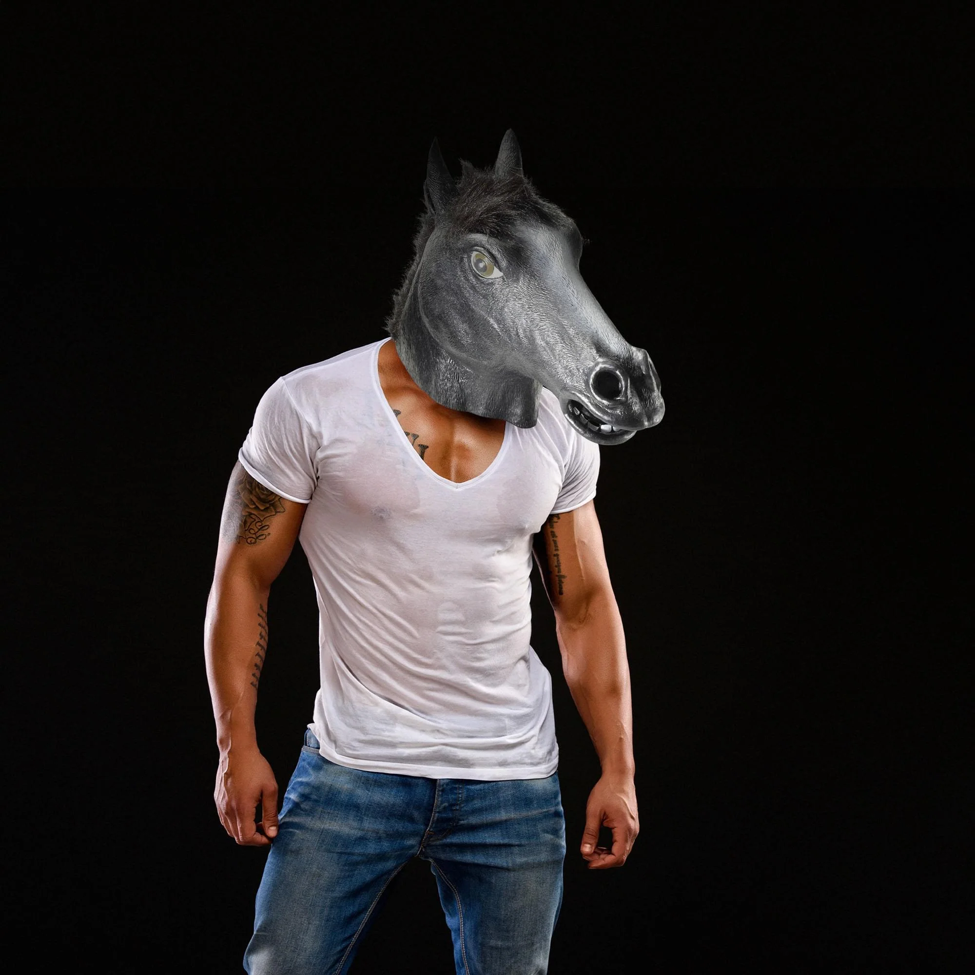 Deluxe Black Latex Horse Mask - Image 3