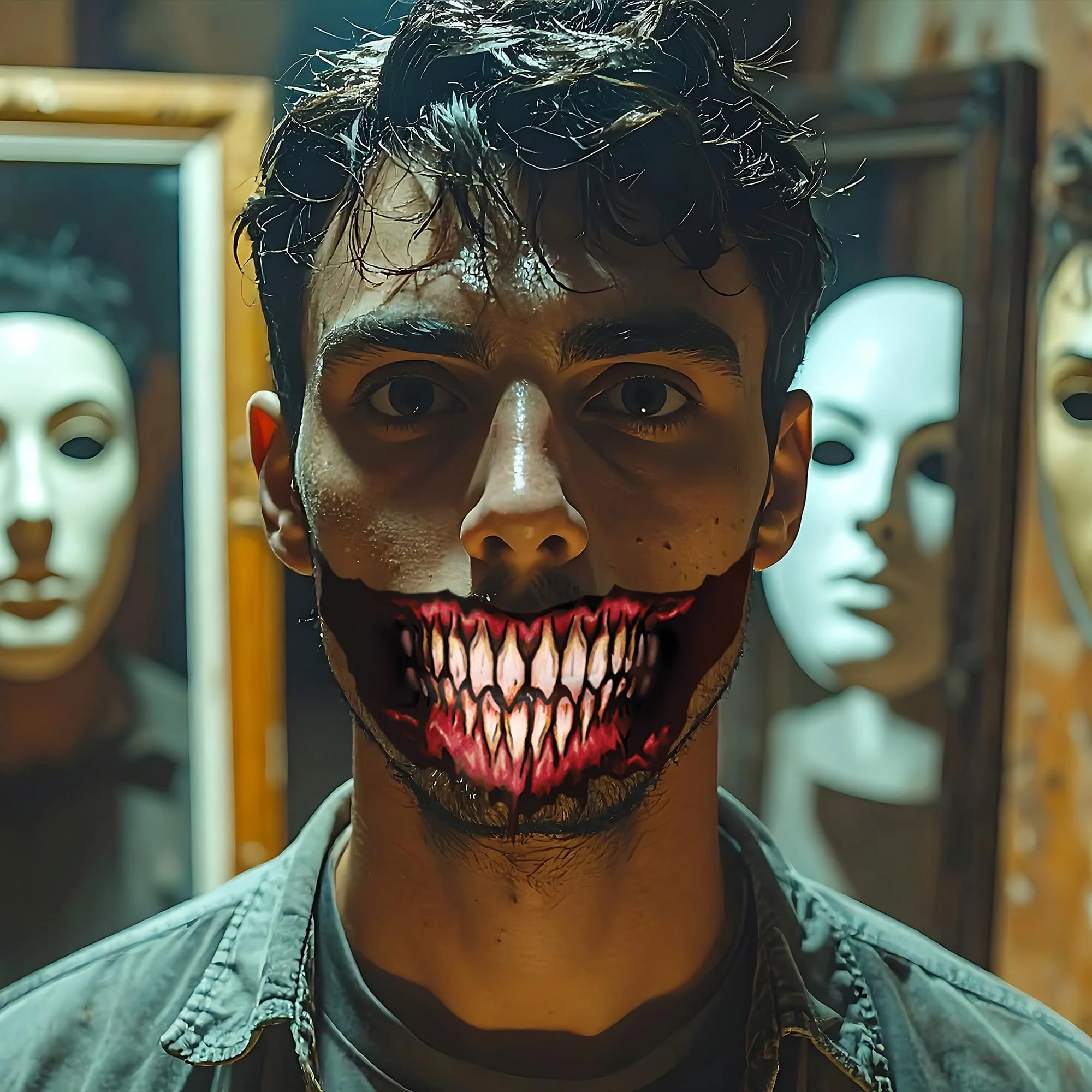 Demon Big Mouth Tattoo Costume Accessory - Image 5
