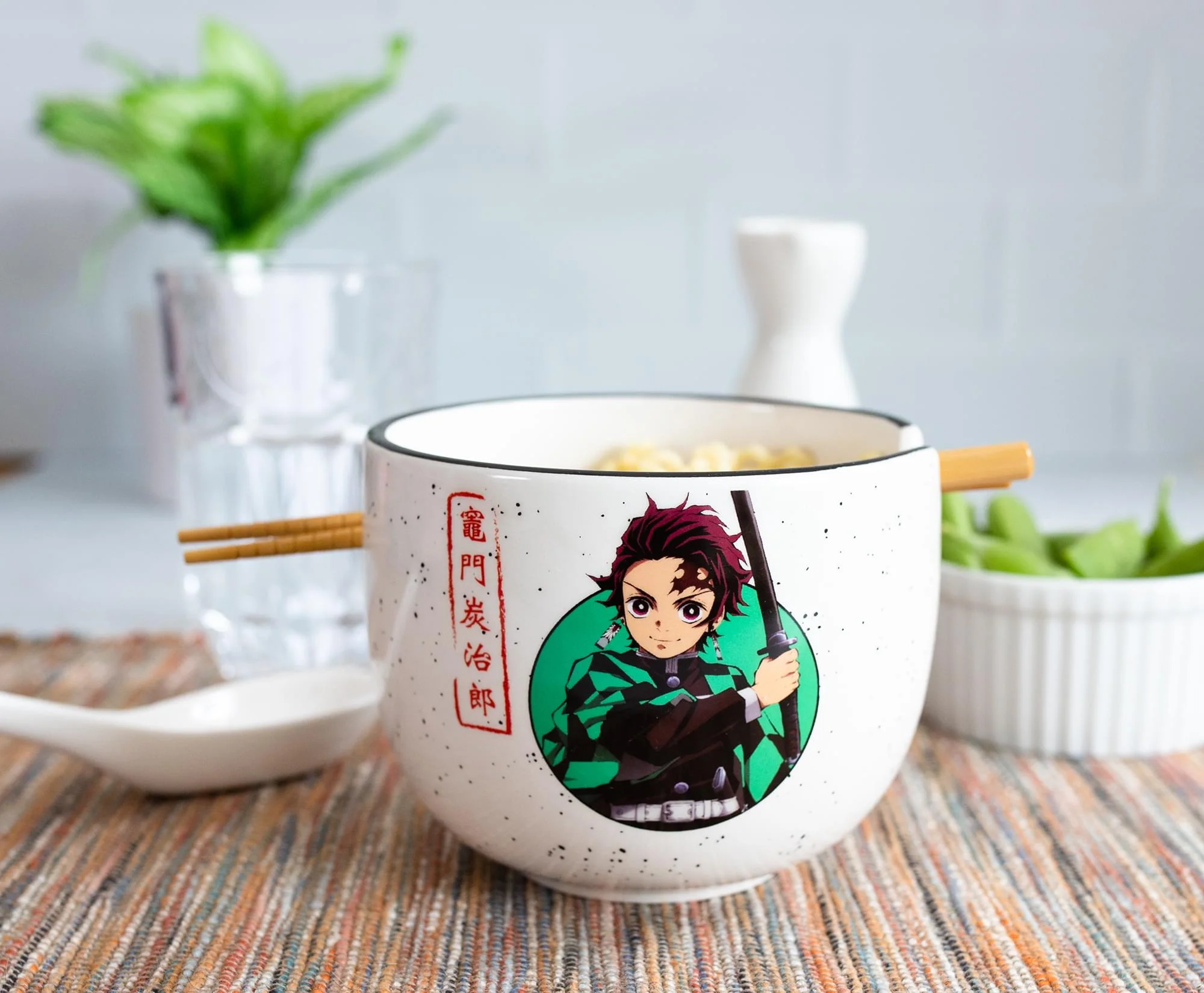 Demon Slayer Tanjiro Japanese Dinnerware Set | 16-Ounce Ramen Bowl, Chopsticks - Image 3