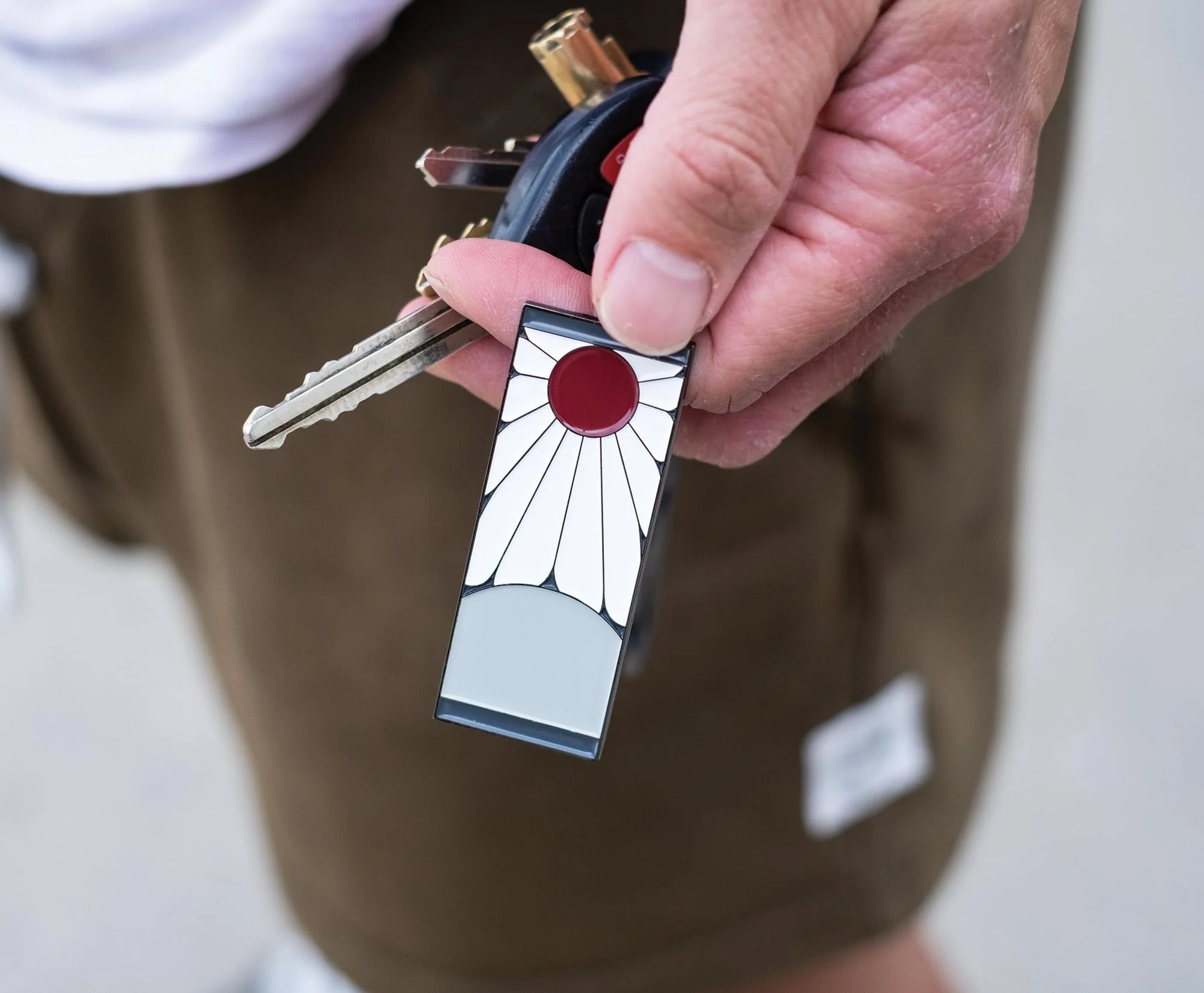 Demon Slayer Tanjiro Kamado Hanafuda Metal Pendant Keychain - Image 3