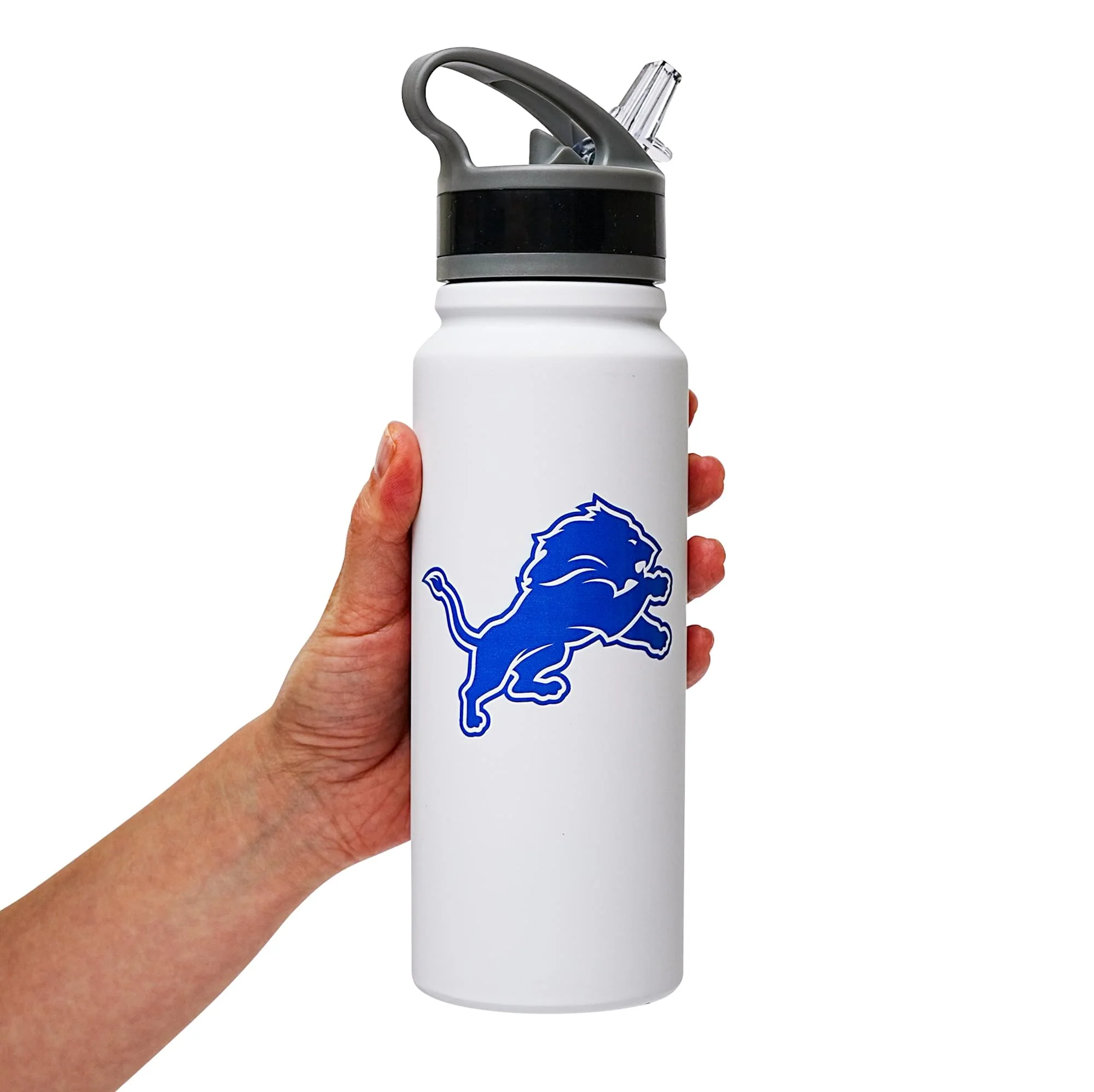 Detroit Lions Logo 25-Ounce Stainless Steel Flip-Top NFL Water Bottle - Image 6