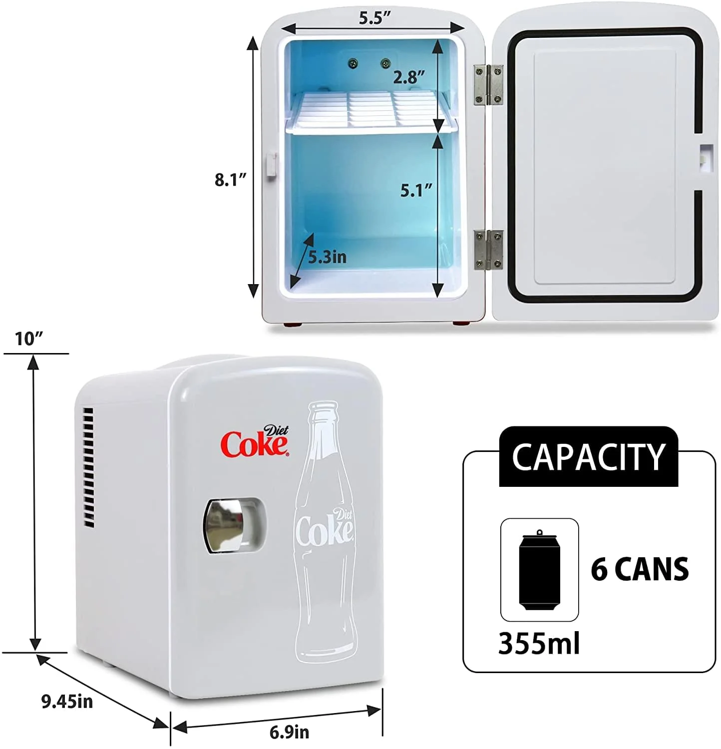Diet Coke 4L Compact Personal Travel Fridge | Warmer/Cooler - Image 4