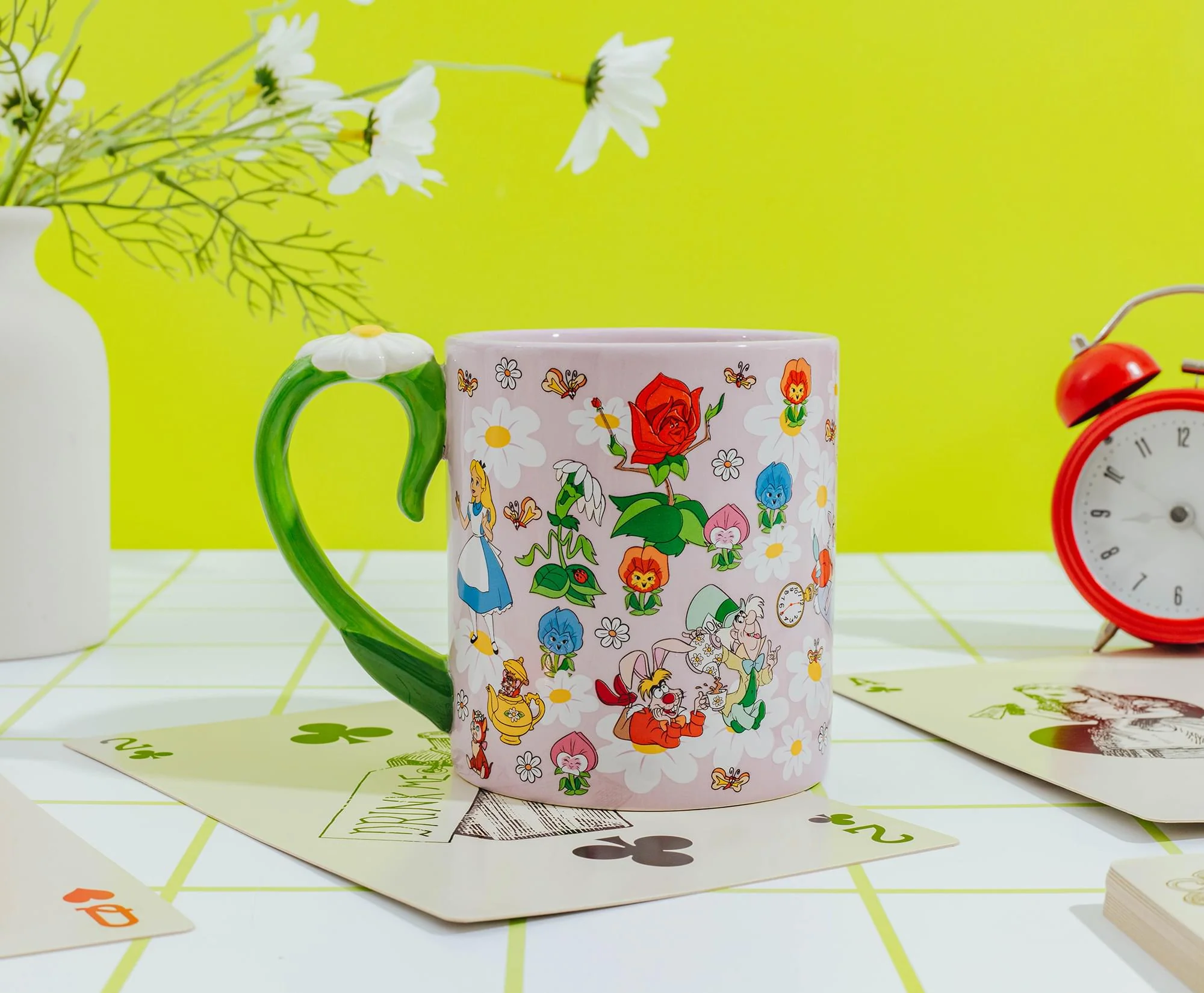 Disney Alice In Wonderland Flowers Ceramic Mug With Sculpted Handle | 22 Ounces - Image 6